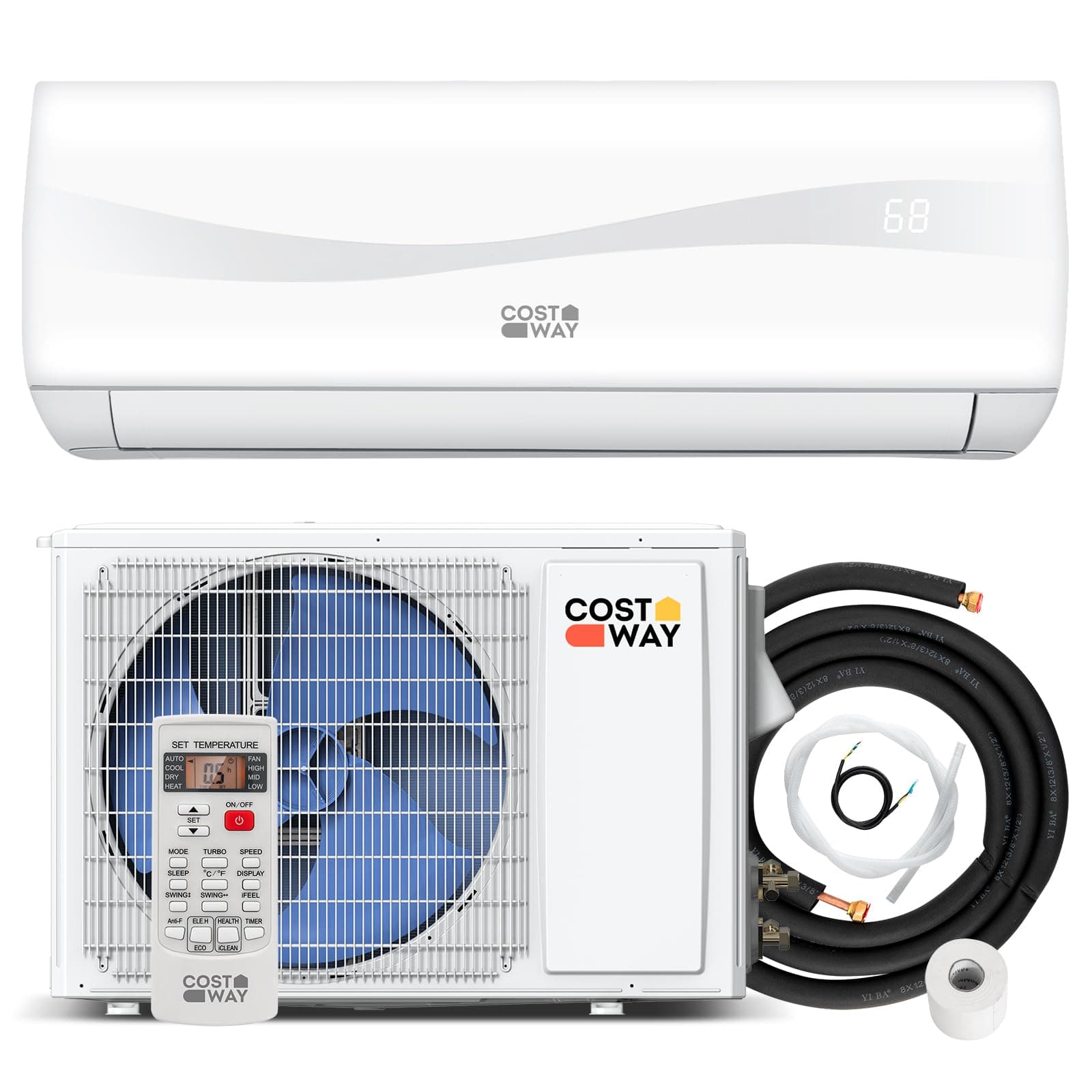 24000BTU Mini Split Air Conditioner& Heater,18.5 SEER2 208-230V Wall-Mounted Ductless AC Unit Cools Rooms up to 1500 Sq. Ft, Energy Efficient Inverter AC w/Heat Pump (Blast Series)