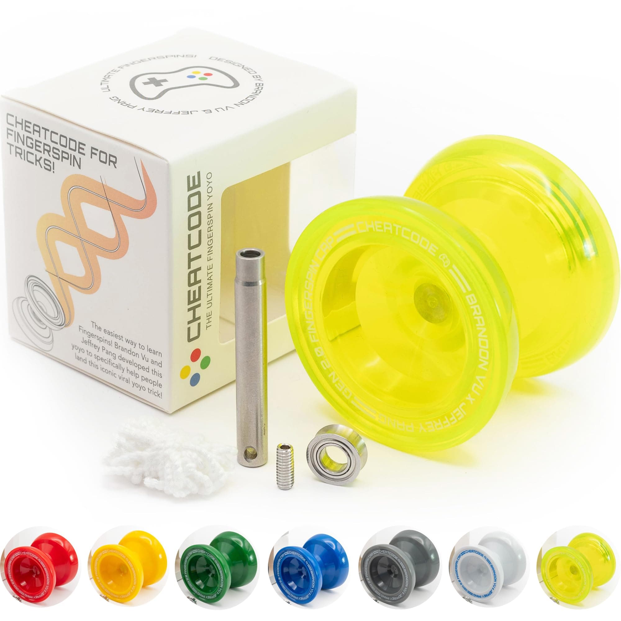 Cheatcode Yoyo by Brandon Vu | Master Fingerspin Tricks | A Responsive & Unresponsive Yo-yo for Kids, Teens & Adults | Great Yo Yo For Beginners | Extra Professional Ball Bearing Kit Included | Offset