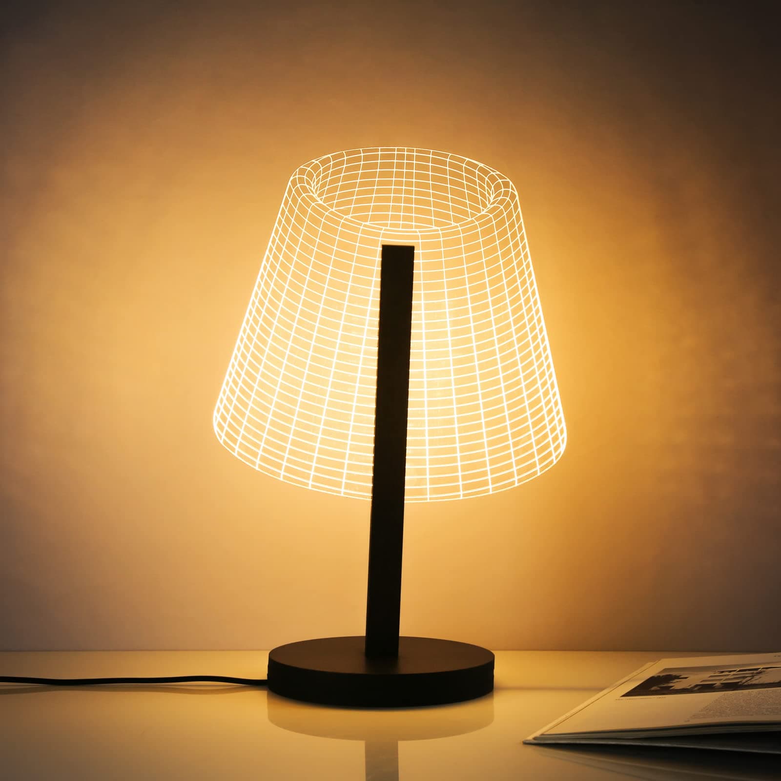 Bigsmall LED Acrylic Hologram Lamp LED Night Lamp - Acrylic Hologram Light, Table Lamp/Cool Gifts for Anniversary, Wedding, Valentines, Birthday Gift