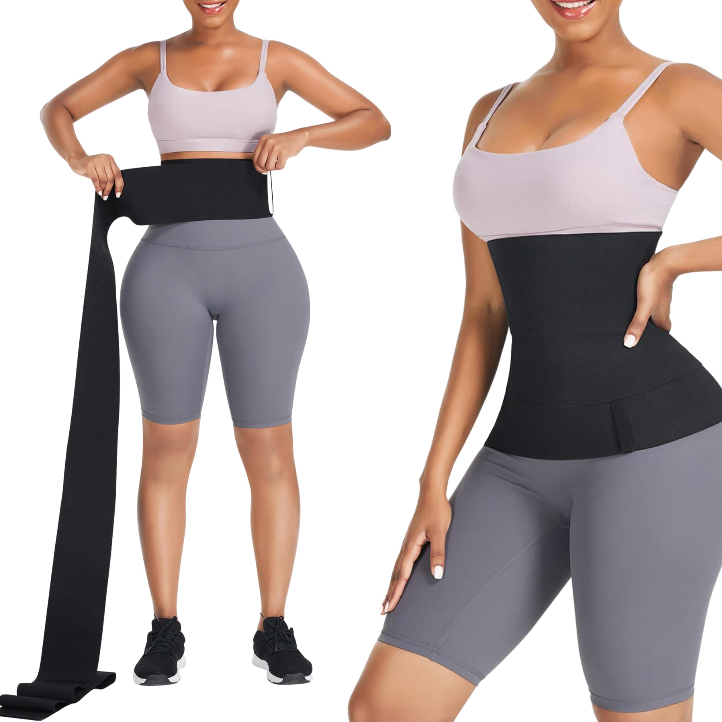 Waist Trainer for women I Waist Cincher Corset Adjust Your Snatch Bandage waist Wrap Tummy Control Waist Trimmer Belt lower belly Compression plus size shapewear Black