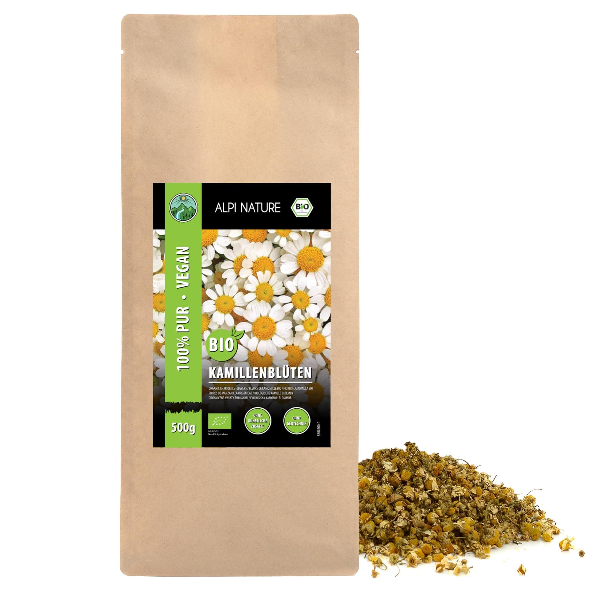 Alpi Nature Organic Chamomile Tea 500g 1.1 lb, Dried Chamomile Flowers Premium Quality, Loose Tea