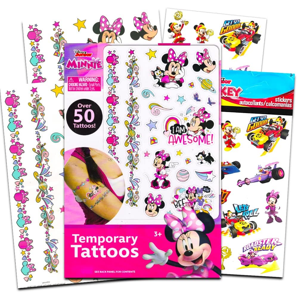 DisneyMinnie Mouse Tattoos Party Favor Set -- 50 Disney Temporary Tattoos Featuring Minnie Mouse, Mickey Mouse, Daisy Duck and More with Stickers and Album