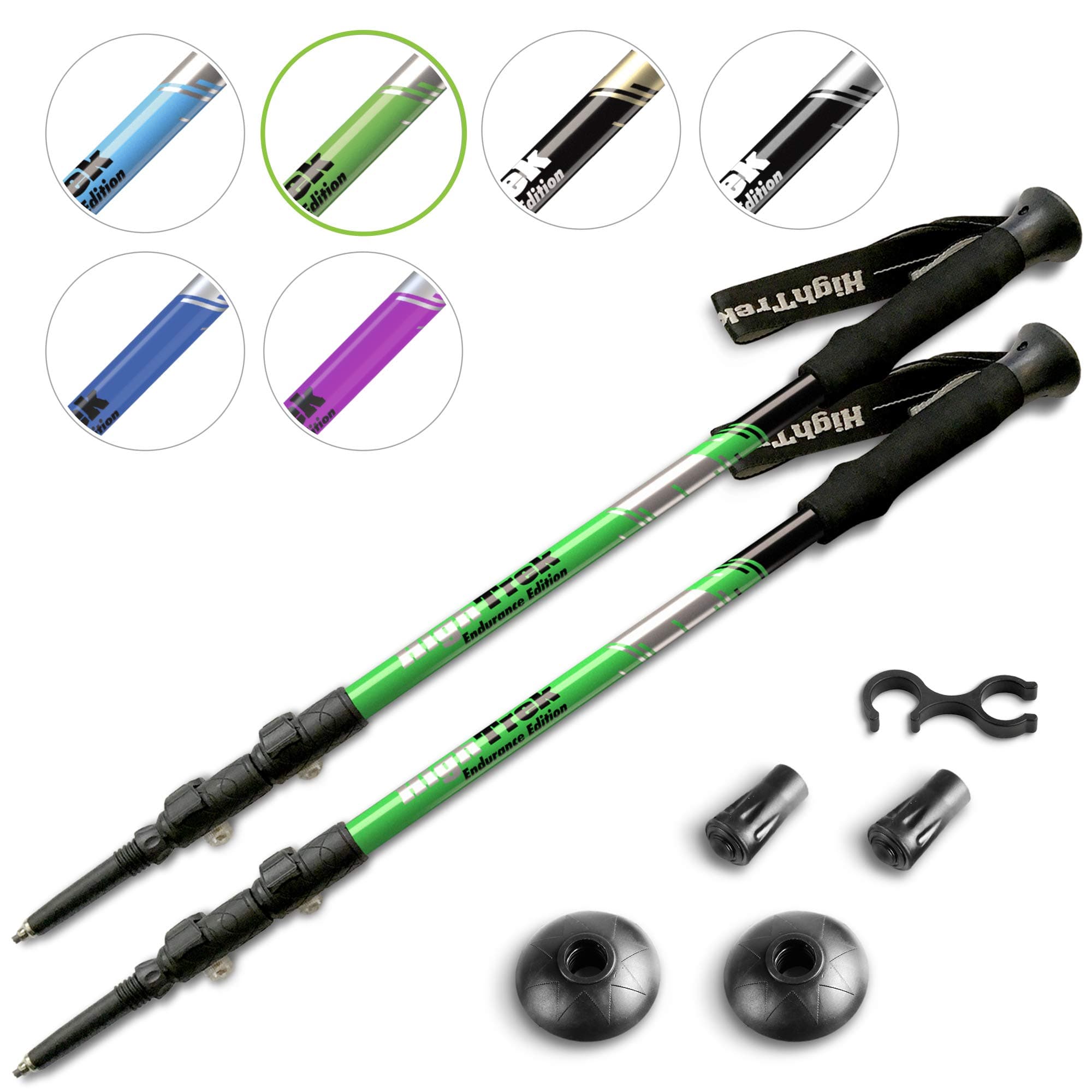 Trekking Poles - 2-pc Pack Adjustable Hiking or Walking Sticks - Strong, Lightweight Aluminum 7075 - Quick Adjust Flip-Lock - Cork Grip, Padded Strap