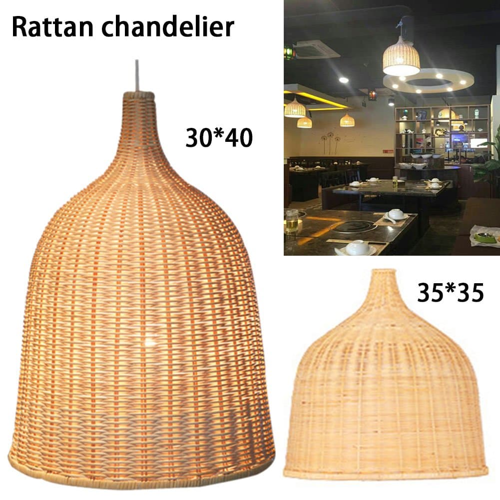 LIGHTS FACTORY Modern Natural Woven Bamboo Rattan Design Ceiling Pendant Light Shade,Woodcolor,30 * 40cm