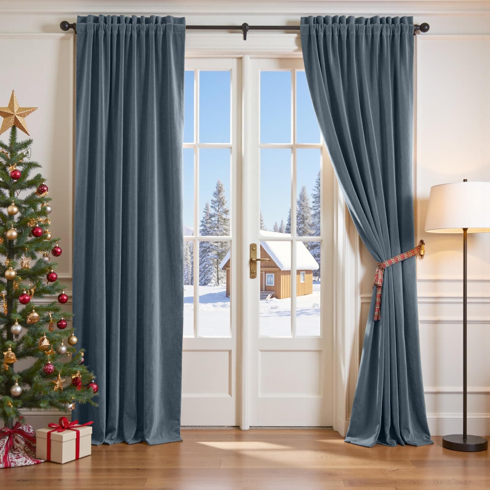 Lazzzy Velvet Blackout Curtains Thermal Insulated Room Window Drapes Super Soft Luxury Curtains for Living Room Bedroom Rod Pocket 2 Panels, Dark Slate, 52" W x 84" LGlobal Recycled StandardGlobal Recycled StandardGlobal Recycled Standard