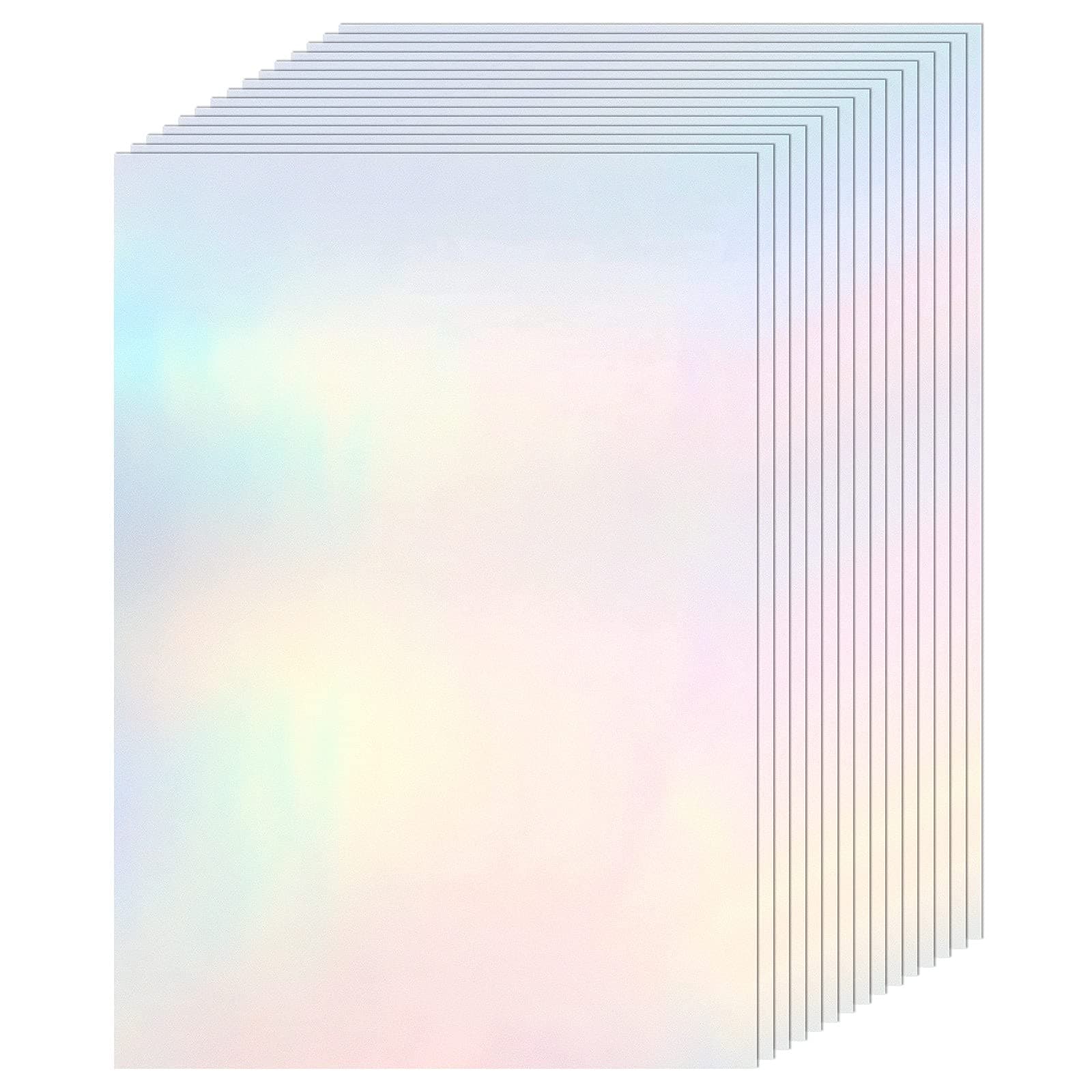 Clabby 36 Sheets Holographic Sticker Paper A4 Vinyl Holographic Laminate Sheets Self Adhesive Waterproof Transparent Film, 11.7 x 8.3 inches(Colorful)