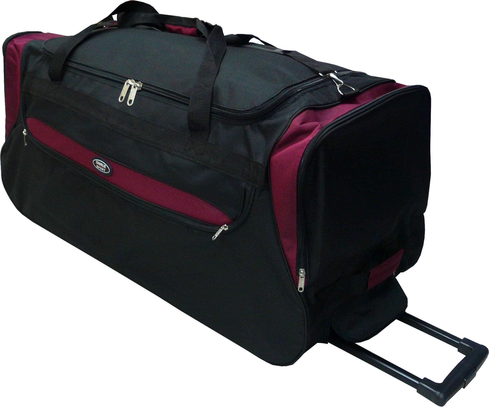 Rolling Duffle Bag (36-inch, Black/Burgundy)