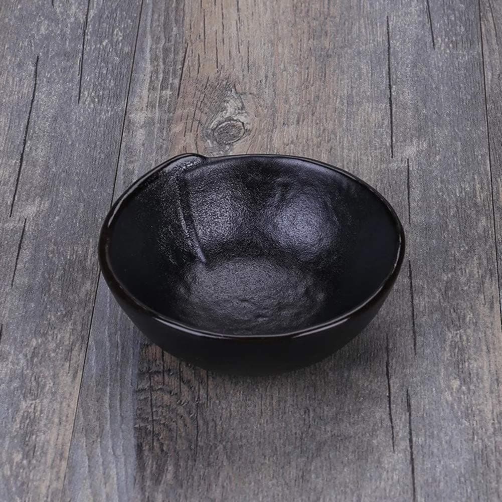 WOLFLAND Vintage Design Handmade Pottery Shaving Bowl Thicken Ceramic Soap Dish Black 4.3"