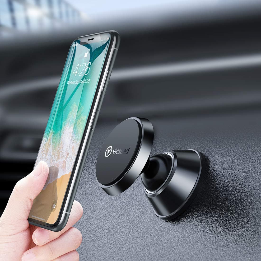 VICSEED Magnetic Phone Car Mount, Cell Phone Holder for Car Dashboard, Strong Magnet Car Phone Mount Fit for iPhone 9 11 Max Pro Xs Max Xr X 8 7 Plus, Fit for Samsung Galaxy Note 10 10+ S10 S9 Plus