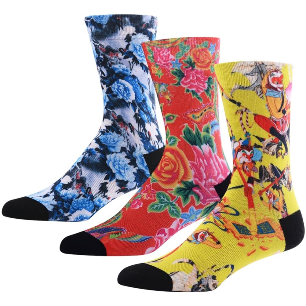 MEIKANMen's Novelty Socks, Digital Printing Funky Patterned Crew Socks 3, 4, 5, 6 PairsOEKO-TEX STANDARD 100