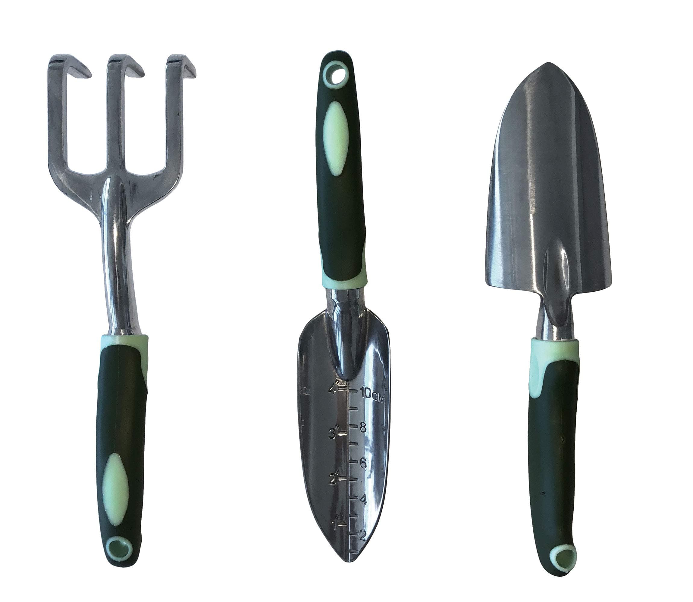 Garden Tool Set - Stainless Steel Gardening Tools - includes Trowel - Transplant Trowel & Hand Rake -Rubberized Handles - Gardening Gifts for Women and Men - (Set 3 Piece)