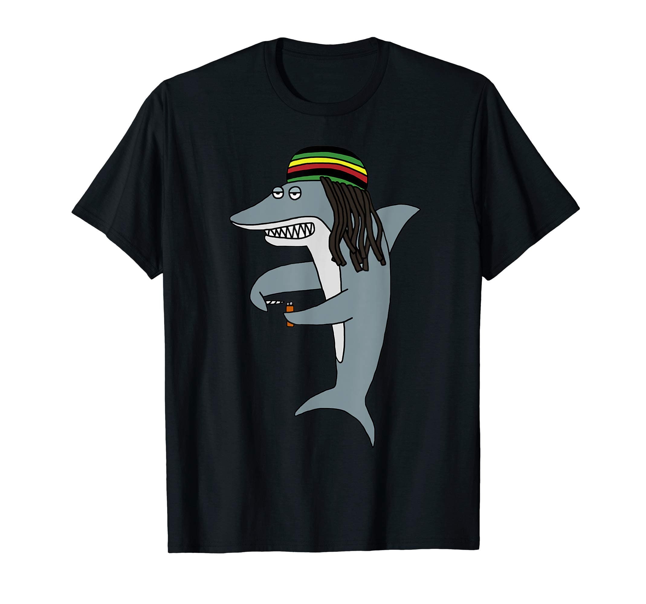 Reggae Shark Funny Dreadlock Rasta T-ShirtOEKO-TEX STANDARD 100