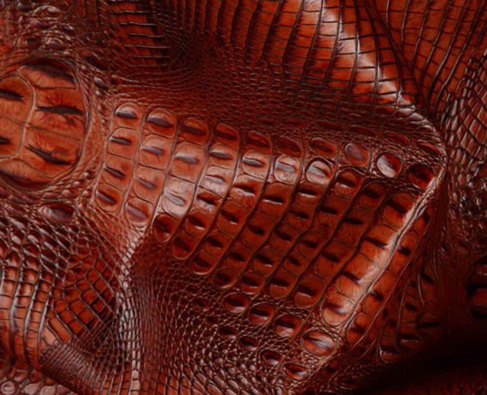 EXOTIC LEATHER SKIN HIDES - VARIOUS COLORS CROCODILE FULL SKIN HIDE - 20 Sq.ft (Hornback) (Cognac)