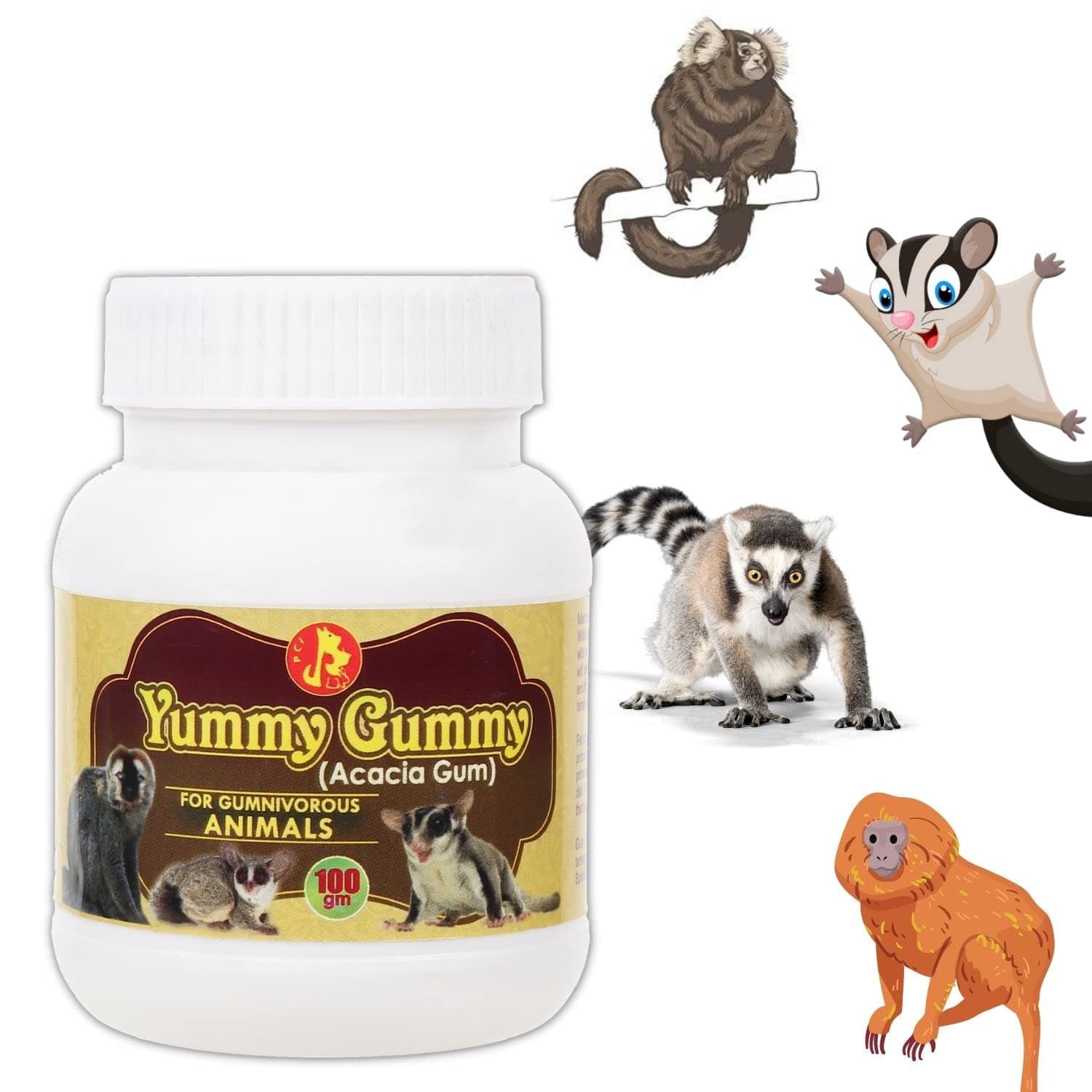 Pet Care International (PCI) Yummy Gummy | Acacia Gum Powder | Food Supplement for Sugar Glider, Marmoset, Tamarin, Bush Baby, Lemur | (100g)