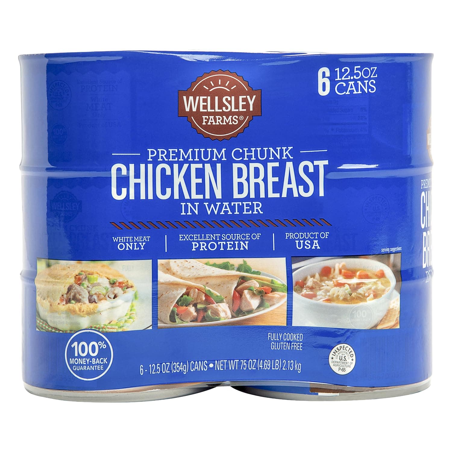 Wellsley Farms White Premium Chunk Chicken Breast in Water, 12.5 Ounce, 6 Count