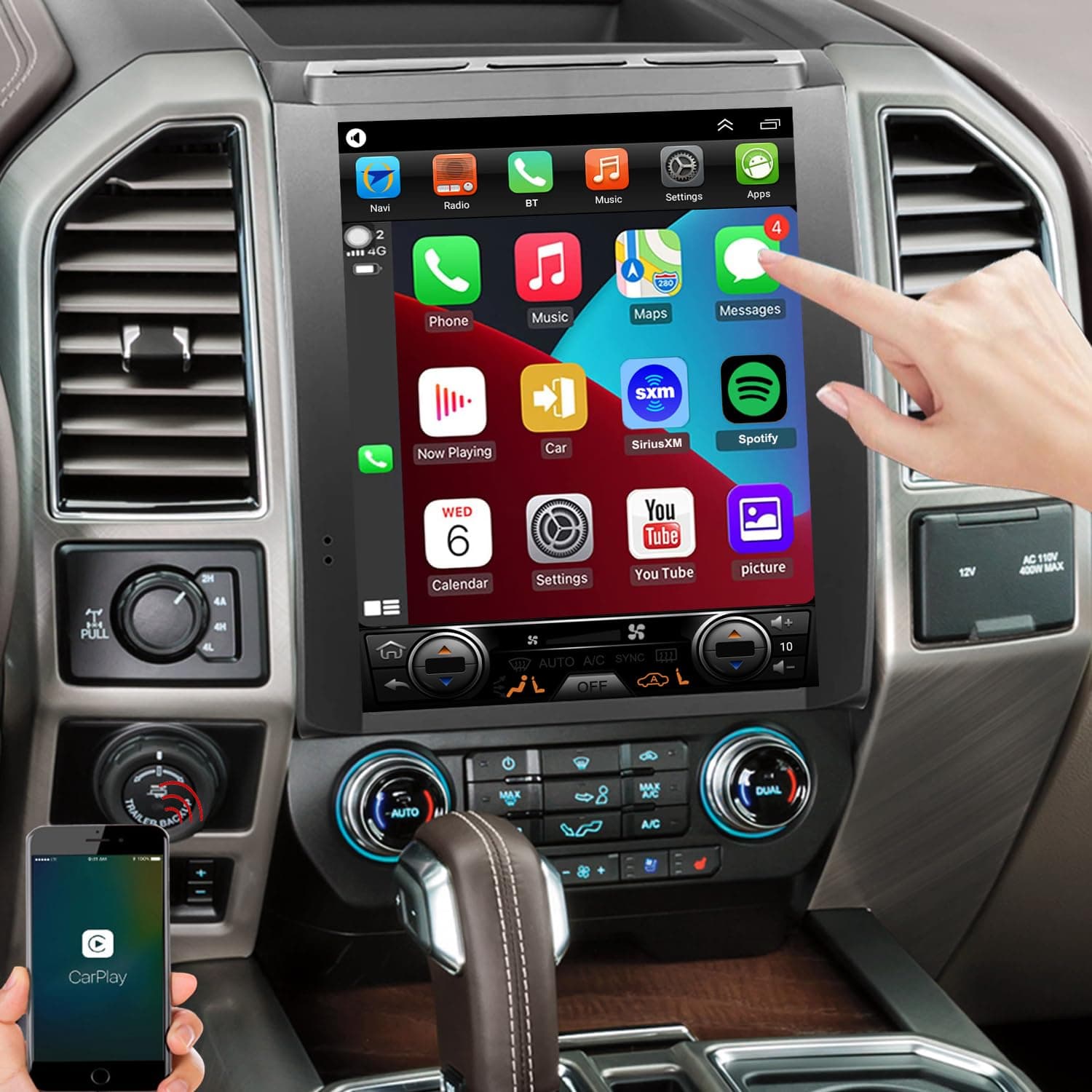 for Ford F150 Radio Upgrade 2015 2016 2017 2018 Trucks Stereo Replacement 8core CPU 12.1inch IPS Touch Screen Build in Wireless carplay and Wired Android Auto