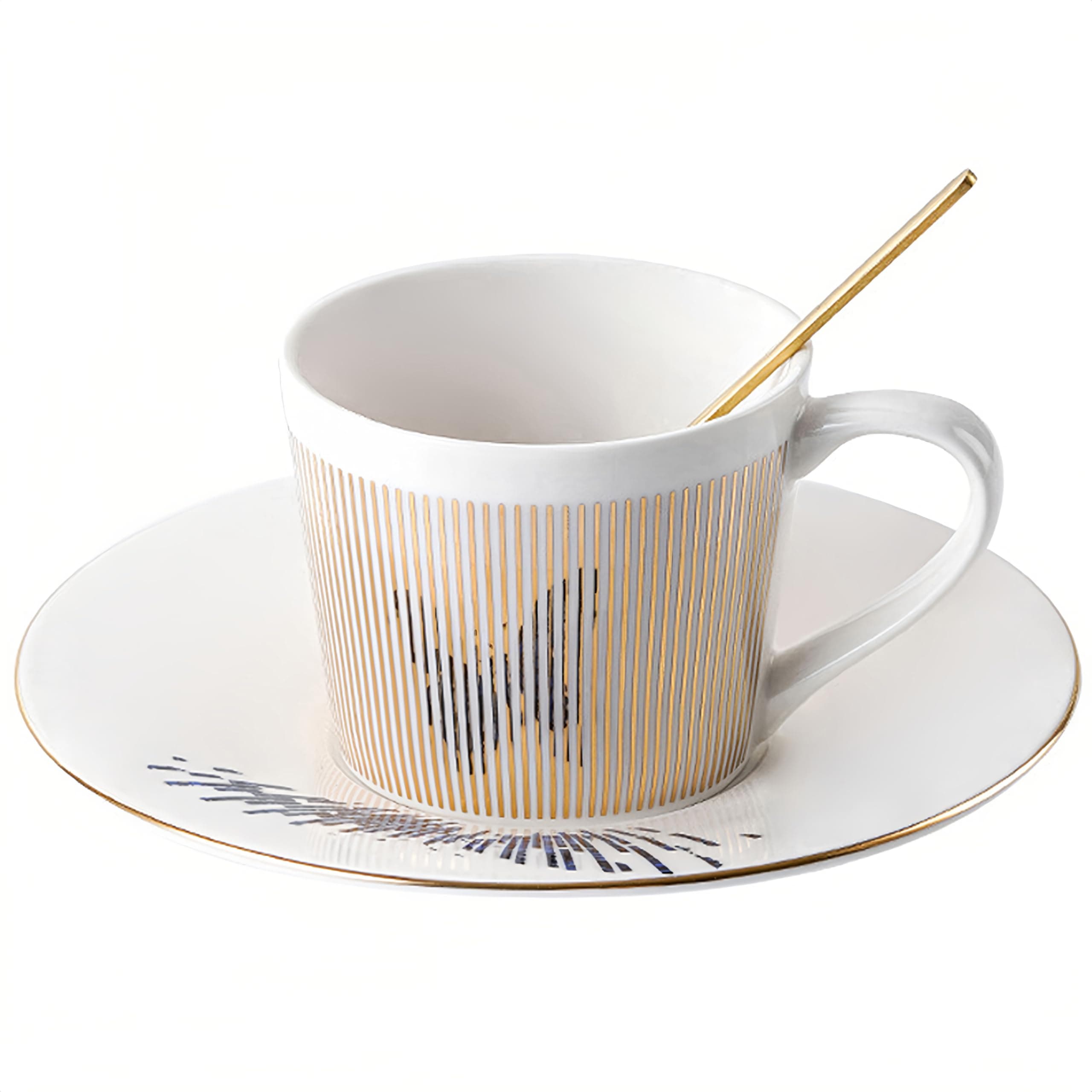 Coffee Cup and Saucer Sets 8.45oz Unique Dynamic Mirage Reflection Tea Cup Luxury Porcelain Mirror Ceramic Mug Gifts for Cappuccino Espresso 250ml Butterfly