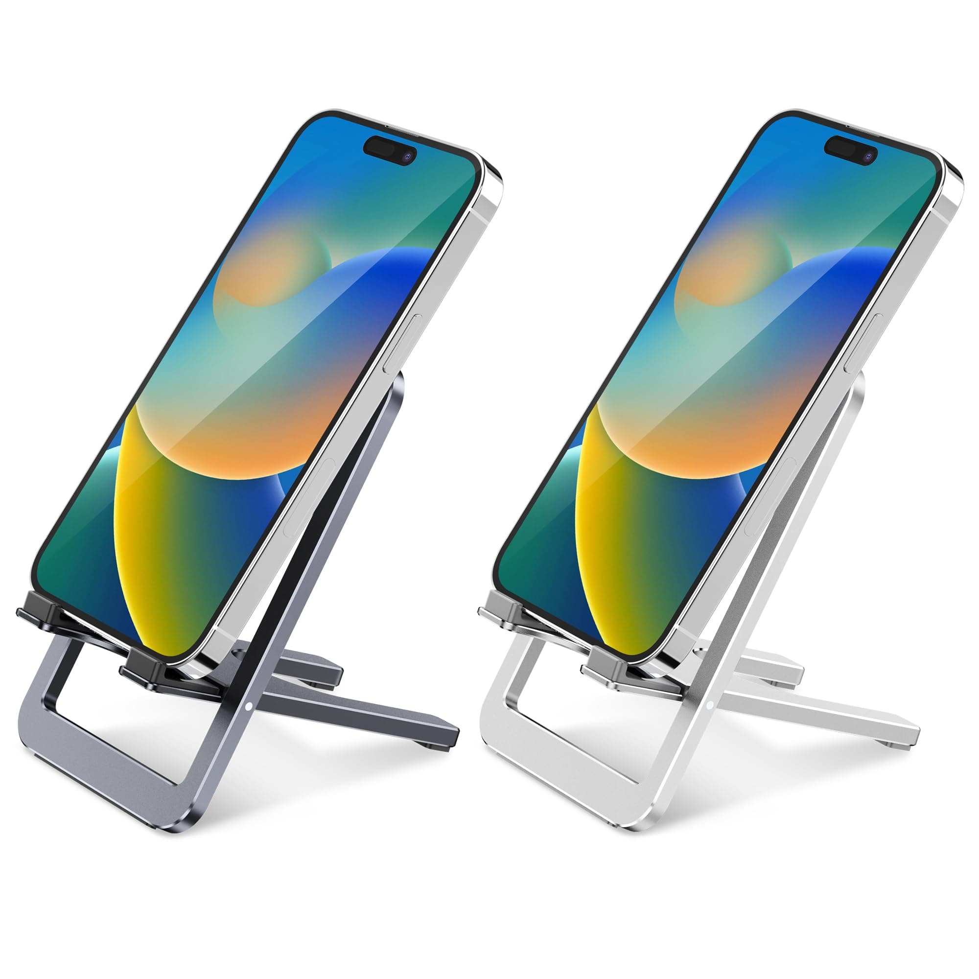 DeskLogics Portable Phone Stand for Desk, Aluminum Adjustable Cell Phone Holder, Foldable Travel Cellphone Dock Compatible with iPhone 15 14 13 Pro Max Mini, 12 11 XR 8 7 6 Plus SE, All Smartphone