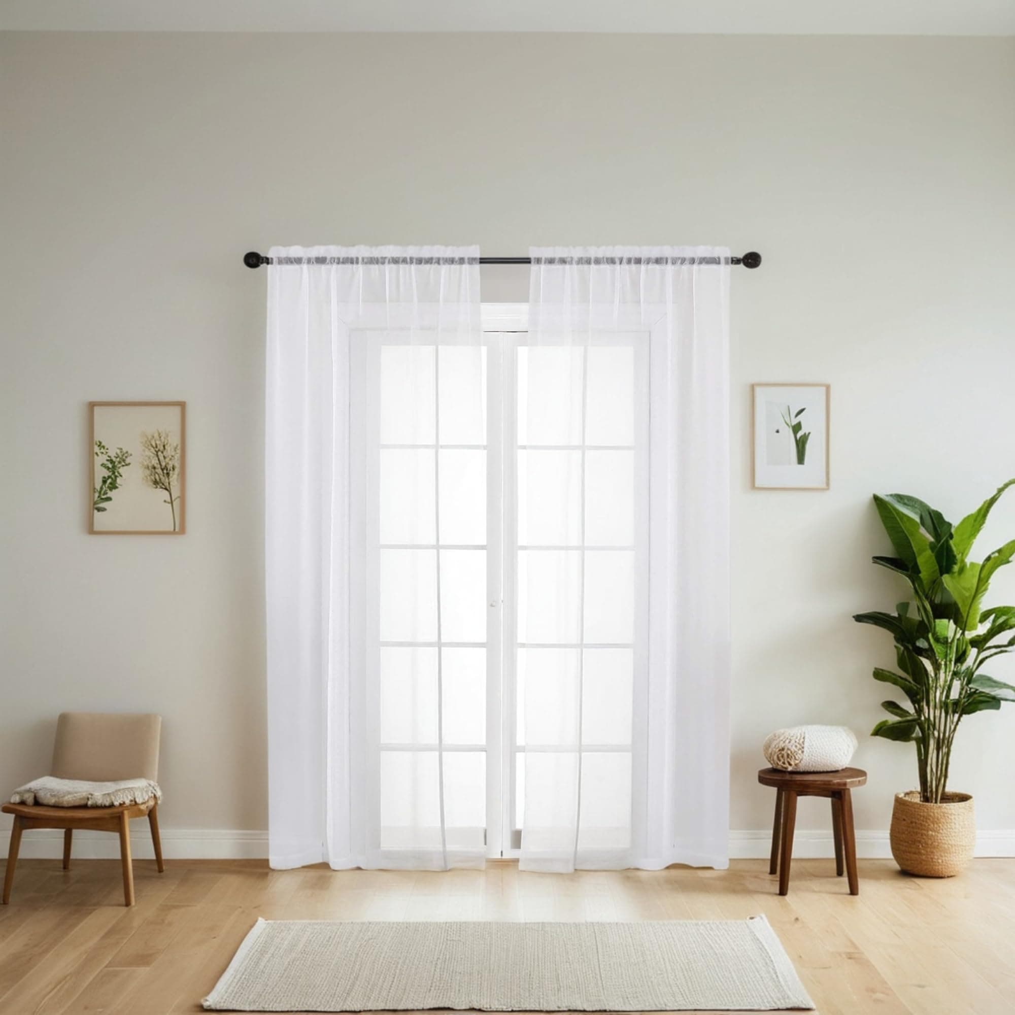 – Sheer White Voile Curtains - 98" Long Rod Pocket Drapes for Living Room/Bedroom - 2 Panels Set - Soft Sheer Fabric - Light & Airy Ambiance - 39" W x 98" L Each