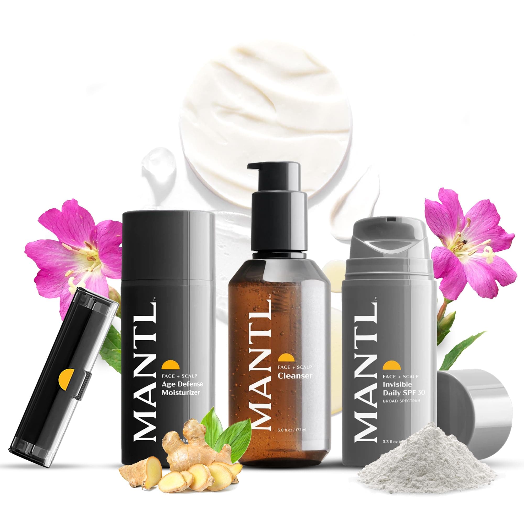 MANTL I The Complete Skincare Routine | Clean, Moisturize, Protect, Soothe in One Simple Daily Routine I Face Wash, Face SPF, Moisturizer, Oil Blotting Sheets I Skincare for Men