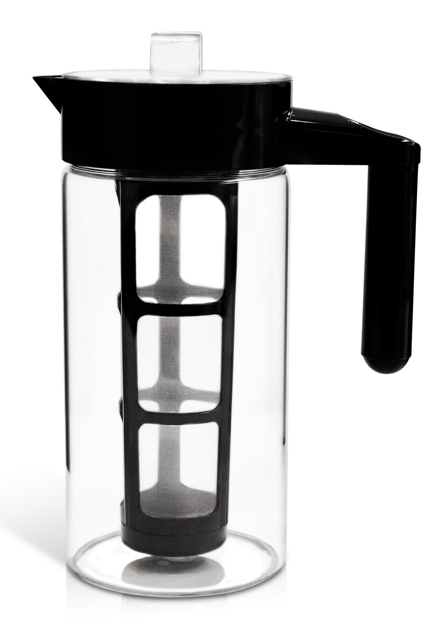 Zell Cold Brew Coffee Maker | Best Home Iced Coffee & Tea Maker with Removable Coffee Fine Mesh Filter | Premium Borosilicate Glass | BONUS Fruit Infusion Filter | 1 Quart (1000 ml)