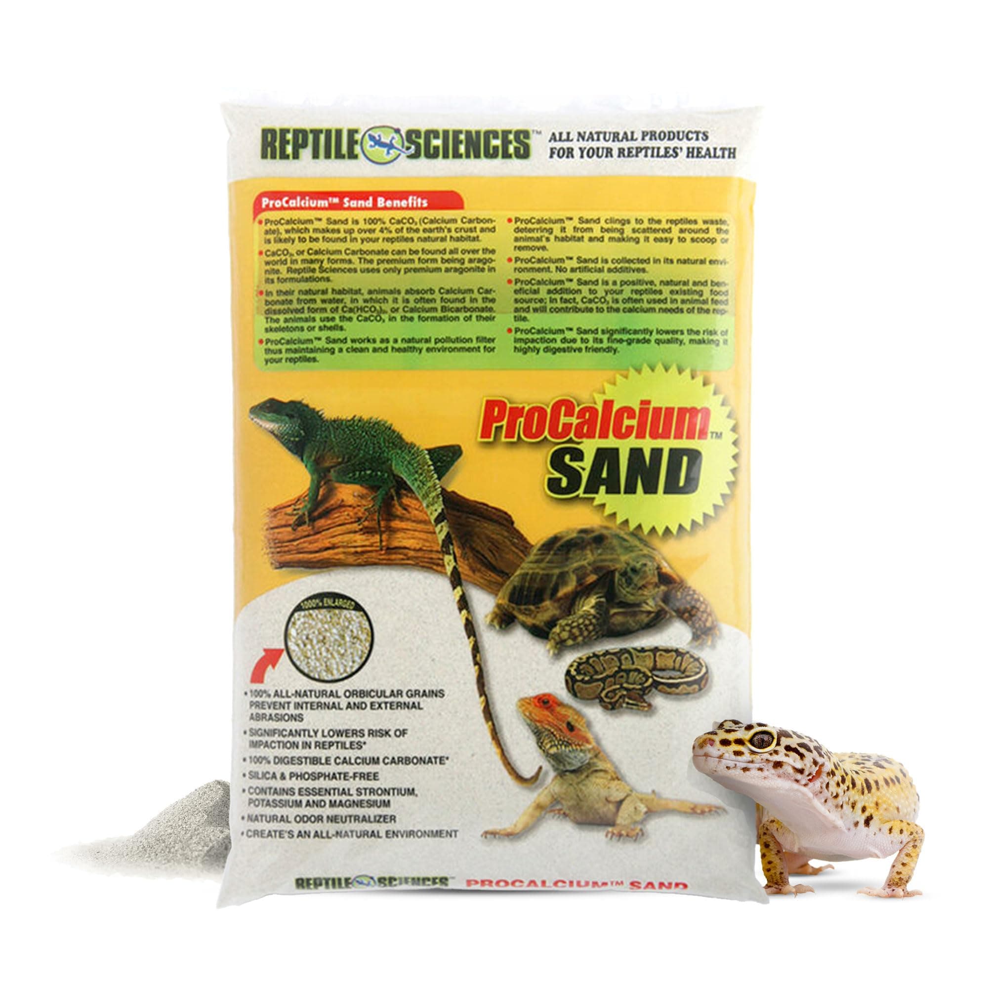 Natural White Pro-Calcium Terrarium Sand - 10 lbs - Natural Substrate for Reptile Habitats, Supports Digging & Enclosure Maintenance