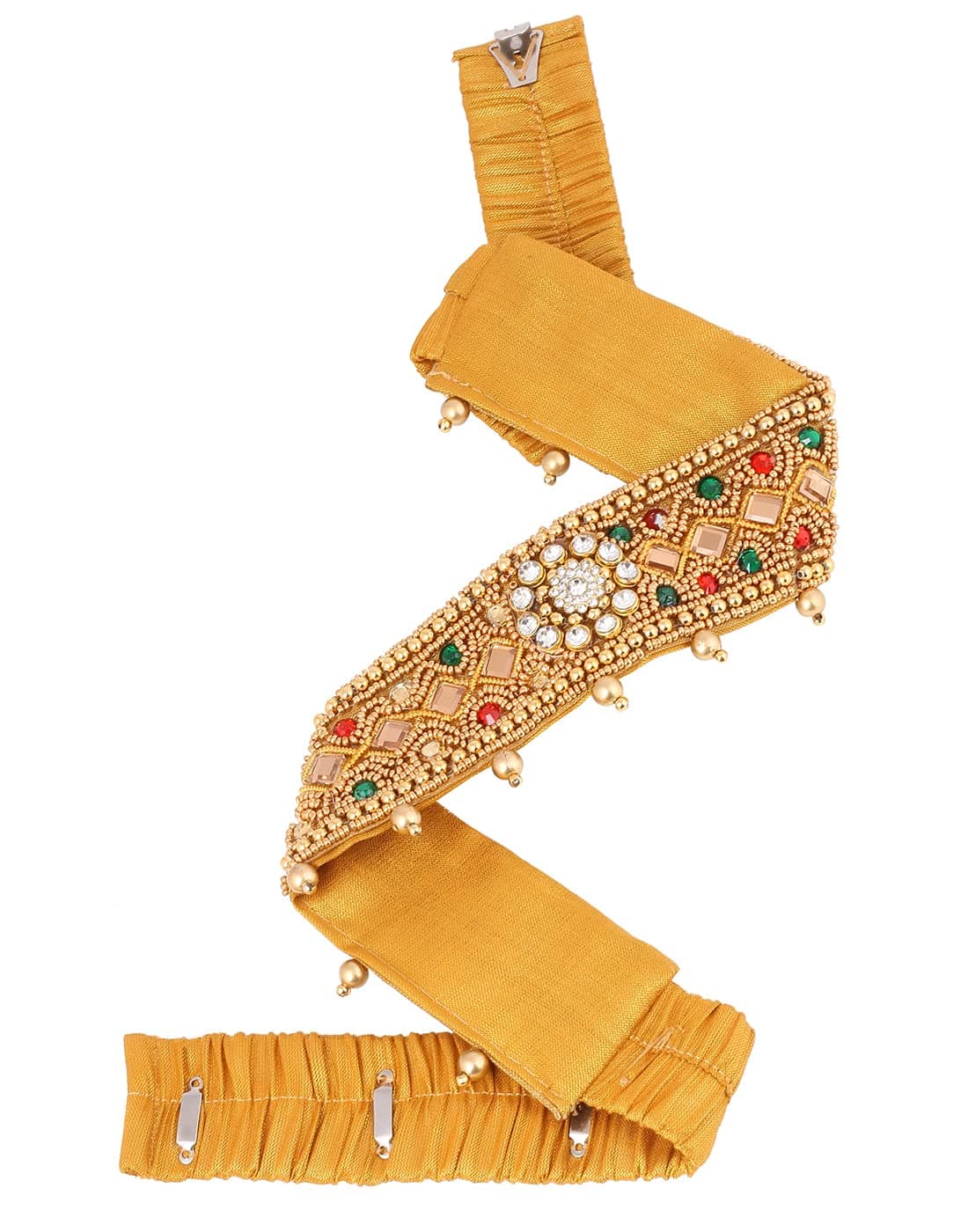 VAMAFashion Multicolour Cloth Waistband Kamarband Belly Chain Belt For Girls Soth Indian Traditional Dresses (Adjustable Size 22-28 inches only)