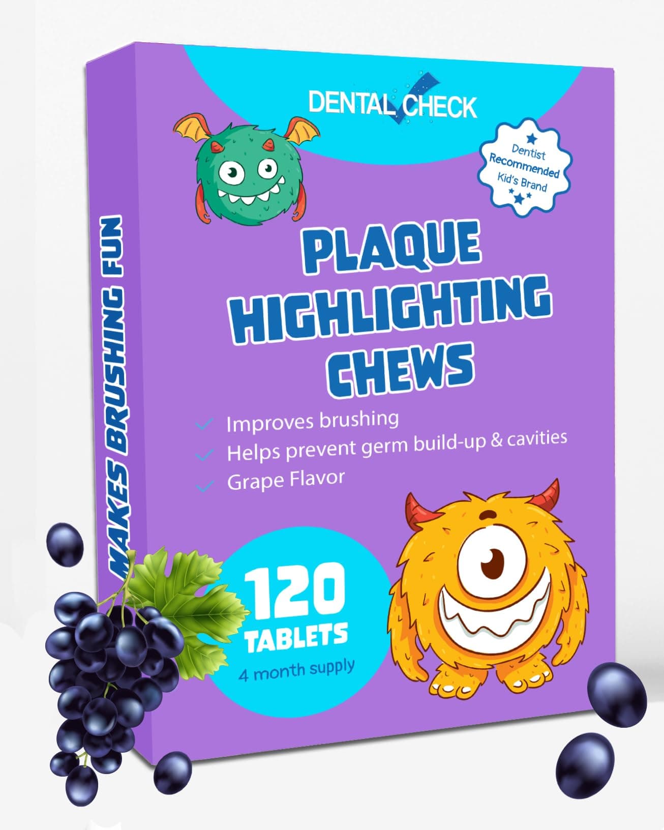 Lingito Plaque/Dental Disclosing Tablets, A Teeth Coloring Tablets Plaque Finder Solution to Effectively Remove Plaque and Tartar Buildup, Improves Oral Care (Grape Flavor - 120 Pack)