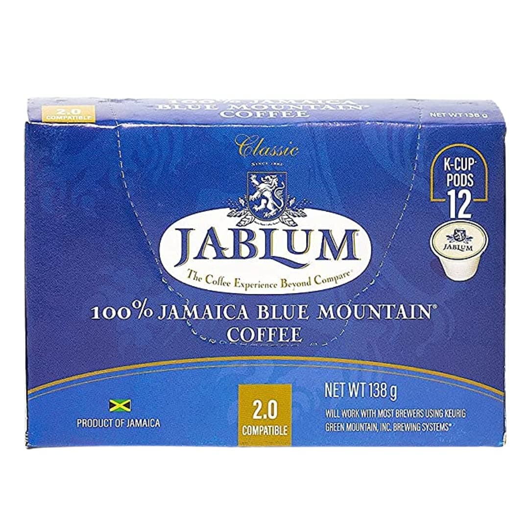 Jablum Jamaica Blue Mountain Single Serve Coffee Pods for K Cup Brewers 2.0, 12 Count