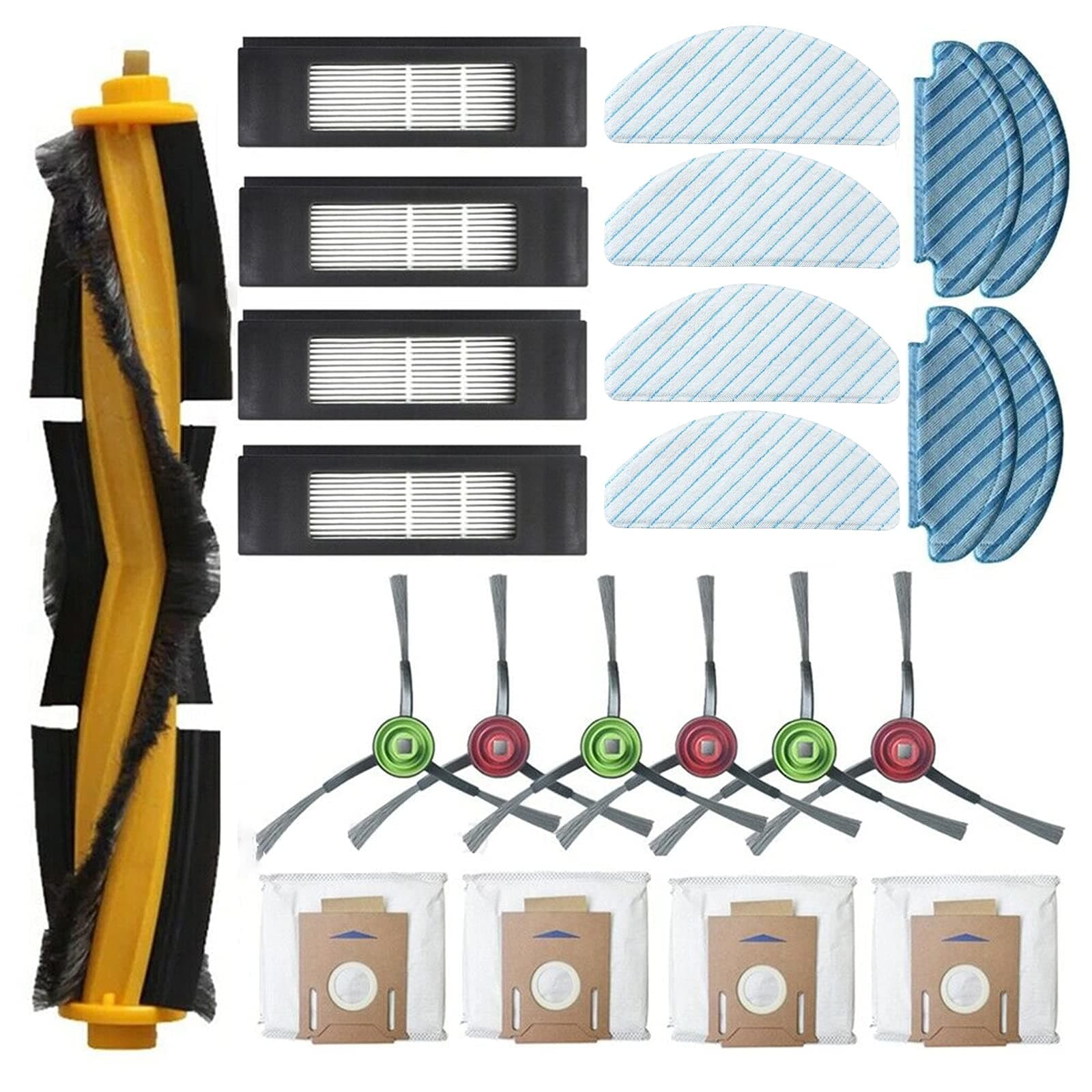Accessories Kit for Yeedi Vac/Vac Max Vac 2 Pro Station Robotic Vacuum Cleaner, 1 Main Brush,6 Side Brushes,4 Hepa Filter,4 Disposable mopping Pad,4 Washable Mop Pads,4 Dust Bags (Set 3)