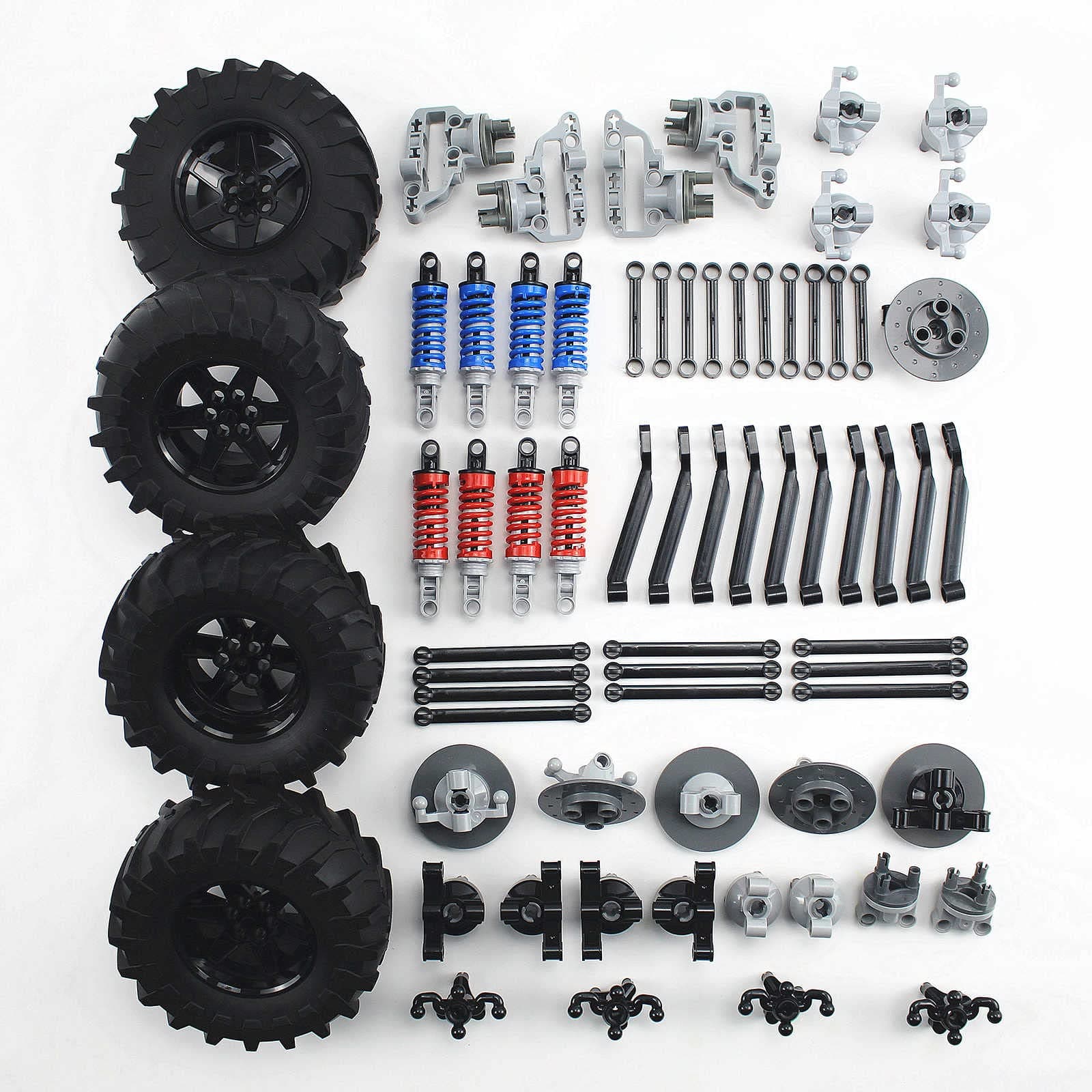 Technical Parts Vehicles Suspension Accessories with Tire 107x44 Technical Parts Set Compatible with All Major Brands, MOC Parts Building Toy DIY Replacement Spare Kit (68pcs)