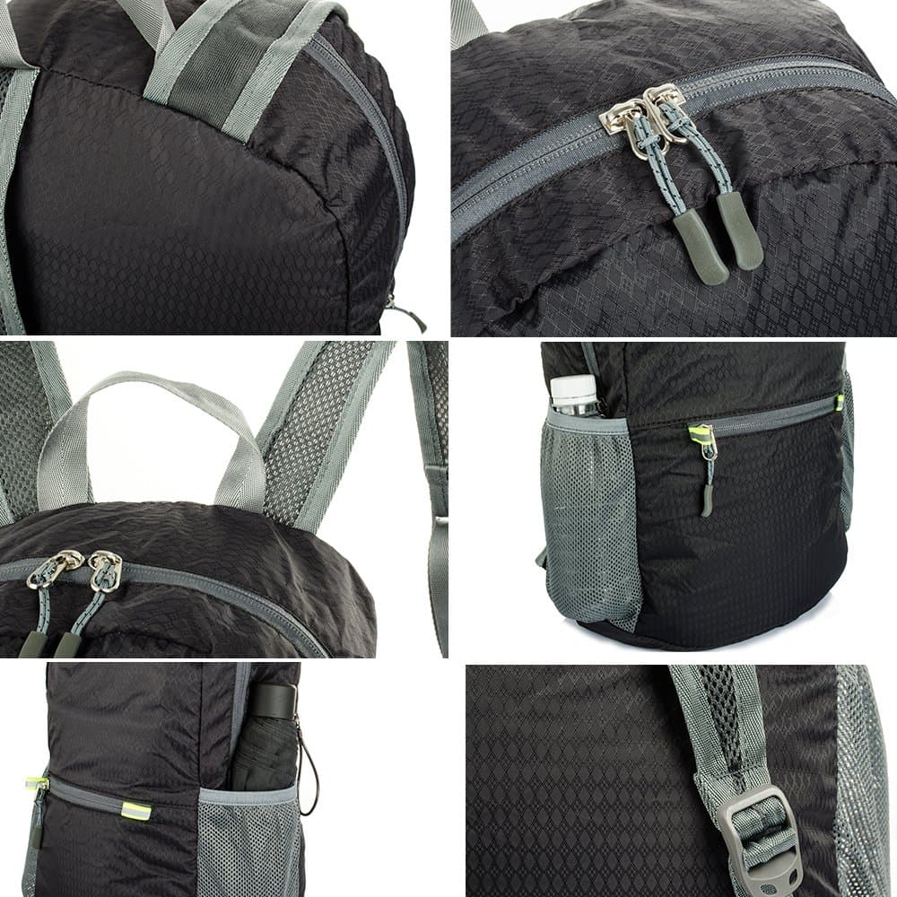 Mansov 20L Travel Backpack Water Resistant Portable Durable Compact Ultra-Lightweight Multifunction Bag Travel Hiking Camping Daypack, Black