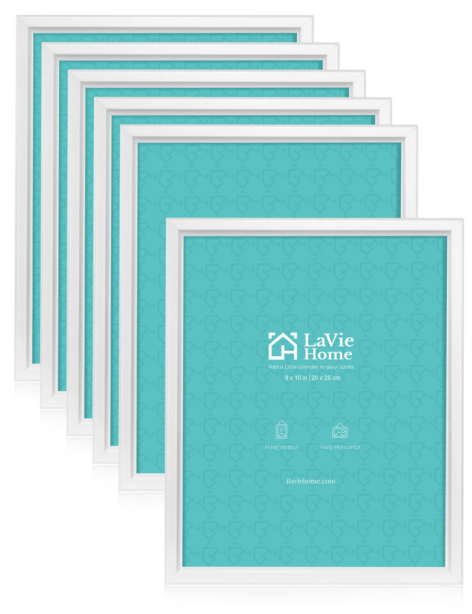 LaVie Home 8x10 Picture Frames (6 Pack, White) Simple Designed Photo Frame with High Definition Glass for Wall Mount & Table Top Display, Set of 6 Classic Collection