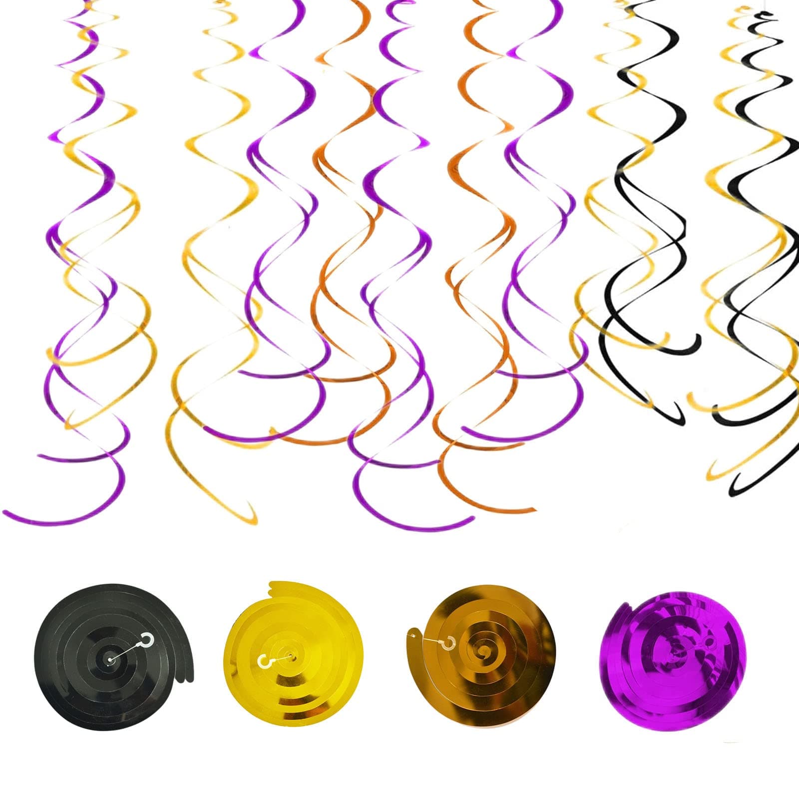 24Rolls Hanging Swirl Decorations Halloween for Happy Birthday Party Swirls Decorations-Muti-Color Hanging Swirls Ceiling Decorations Shiny Foil Swirls for Wedding,Baby Shower,Birthday Party Supplies