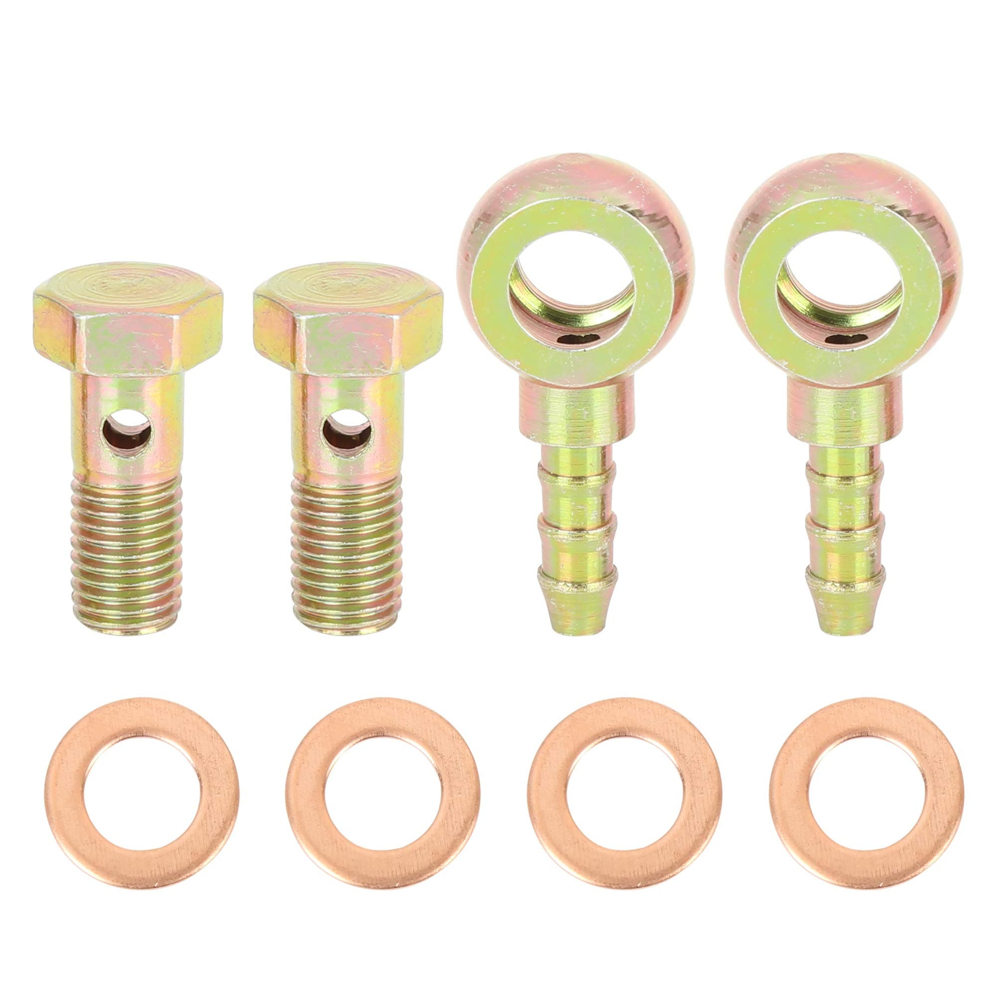 X AUTOHAUX 8mm Banjo Hose Barb Bolt Fittings Metal for Motorcycle Car 2 Sets