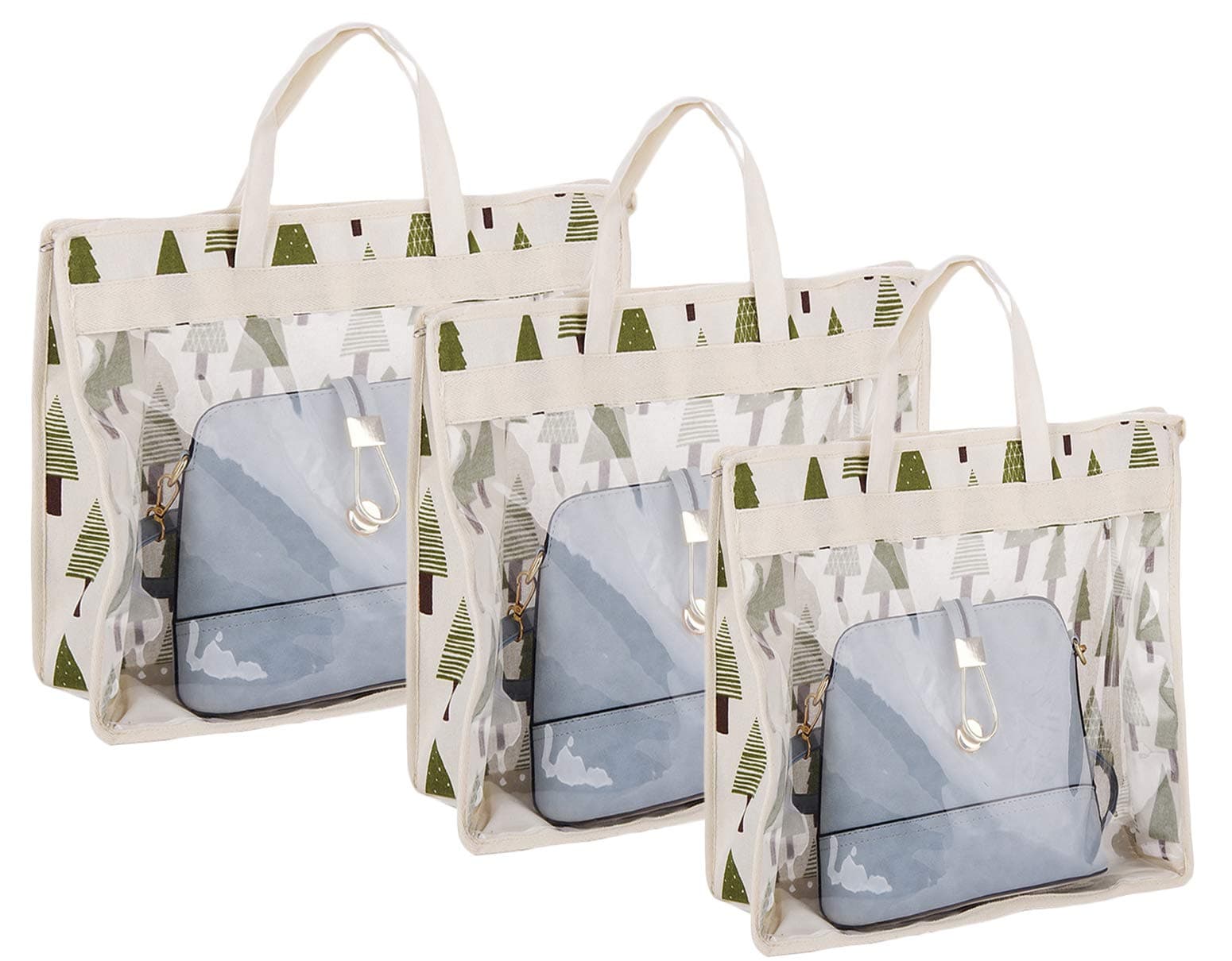 Santwo Non-woven Handbag Organizer Storage Dust Cover Hanging Closet Bag 3 Pack (tree)