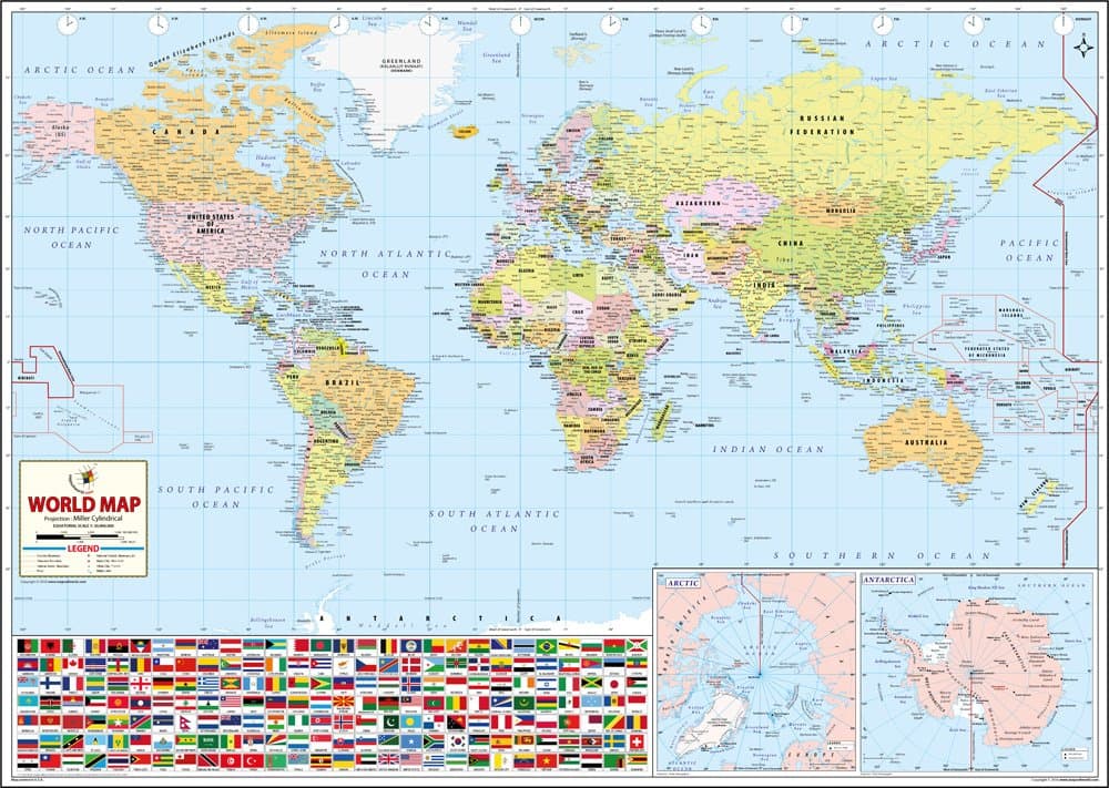 World’s Best World Map - Laminated [52 x 37 inches]