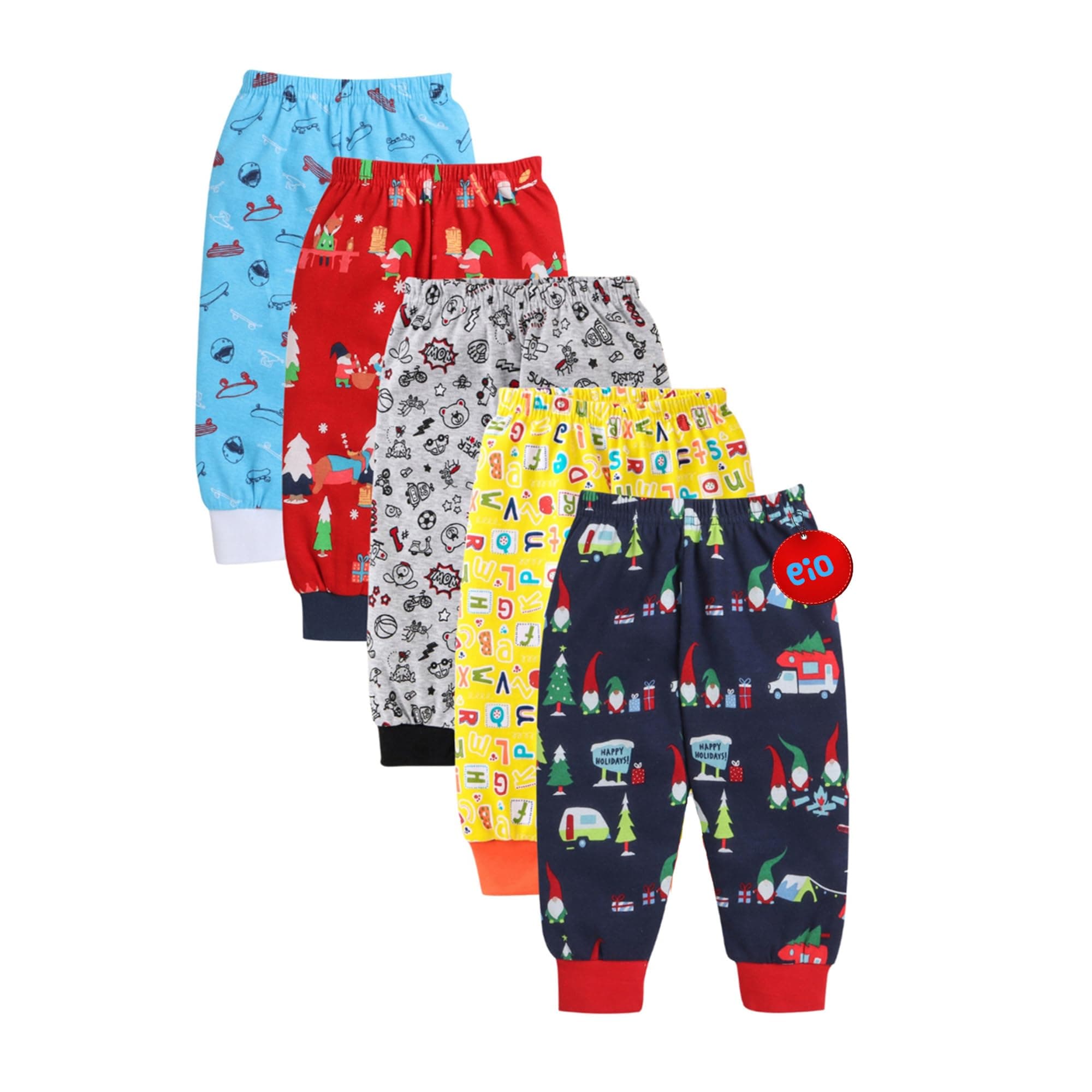 Boys And Girls Cotton Regular Fit Pajama Pants Pack Of 6 (2-3 Years, Boys Print), Multicolor