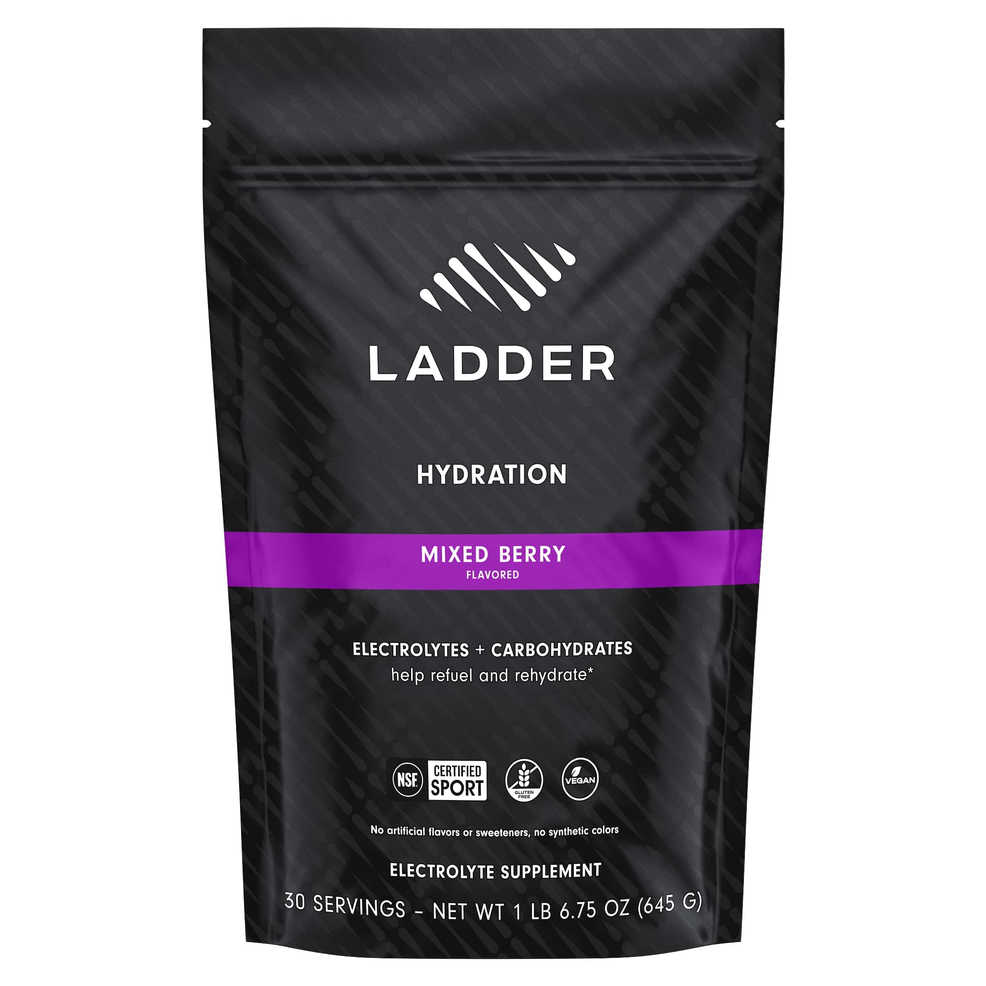 LADDER Sport Hydration Powder mix, Sports Drink powder with Essential Electrolytes, Sodium, Potassium, Magnesium, Calcium, No Artificial Sweeteners, NSF Certified, Berry (30 Serving bag)