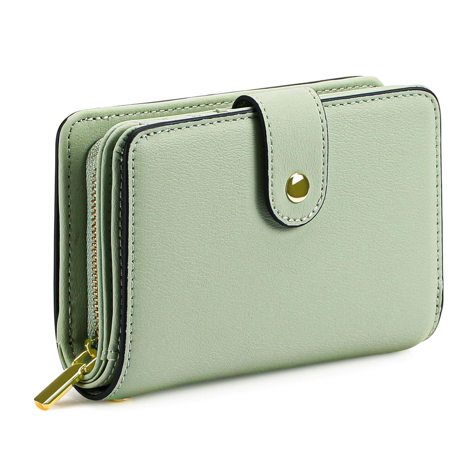 Ladies Leather Purse RFID Blocking Women's Wallet Bifold Ladies Credit Card Wallet with Zip Around Coins Section Real Leather Purse