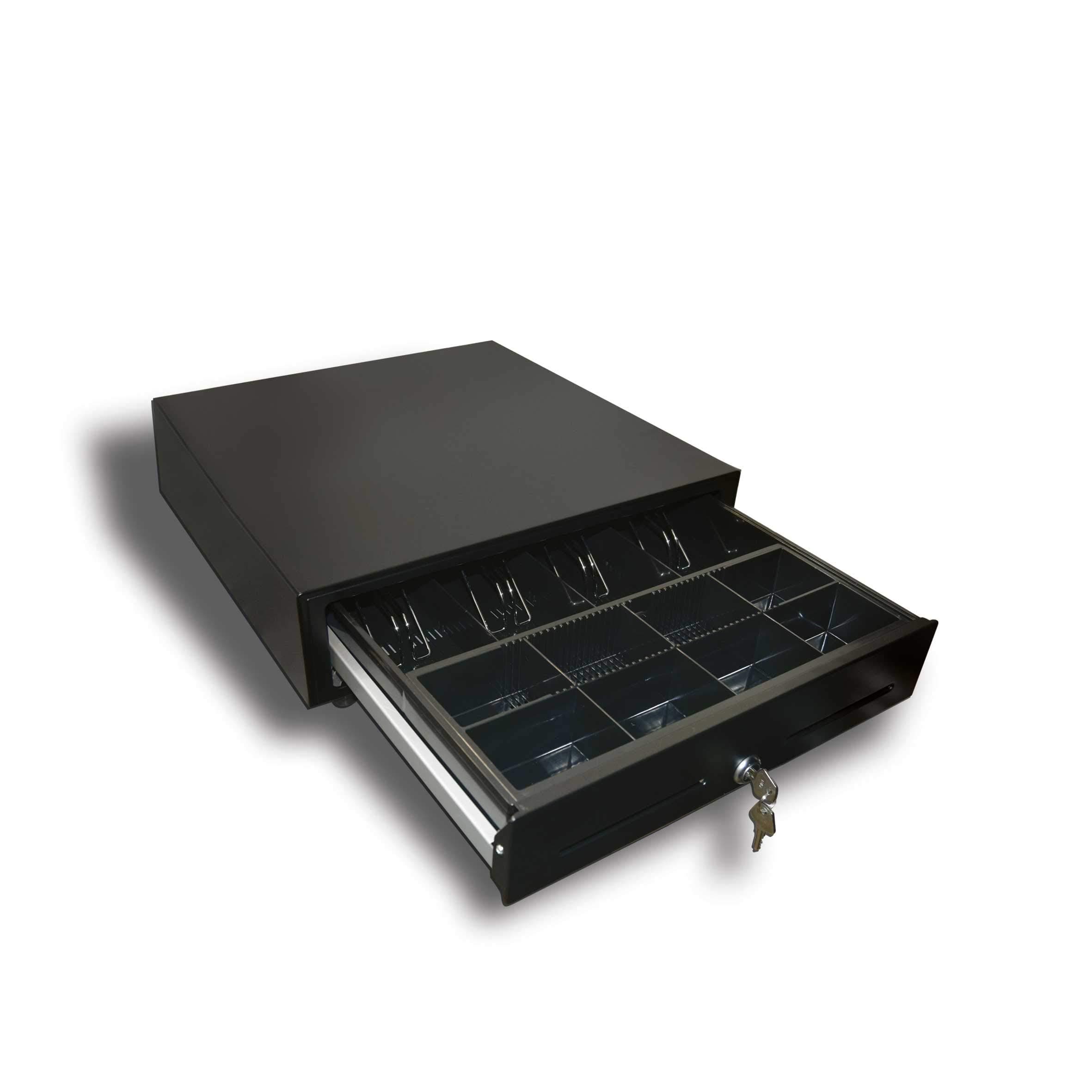 OSCAR Point of Sale POS Cash Drawer OCH-410 | Heavy Duty | Automatic-Open | Bell Enabled | RJ11 & RJ12 Printer interface | Status Mirco Switch | 5 notes 8 coins | Black Color