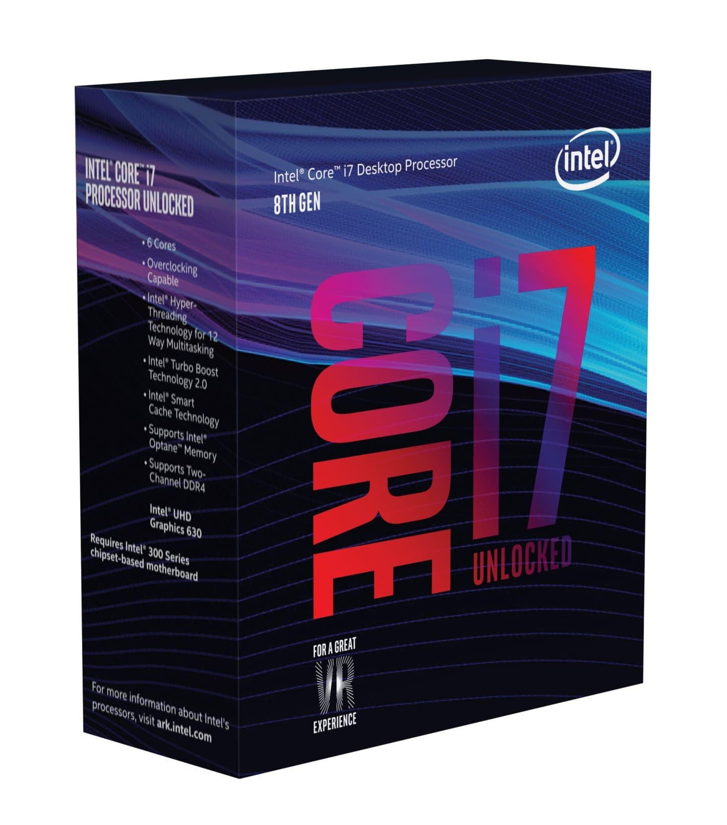 Core i7-8700K Desktop Processor 6 Cores up to 4.7GHz Turbo Unlocked LGA1151 300 Series 95W
