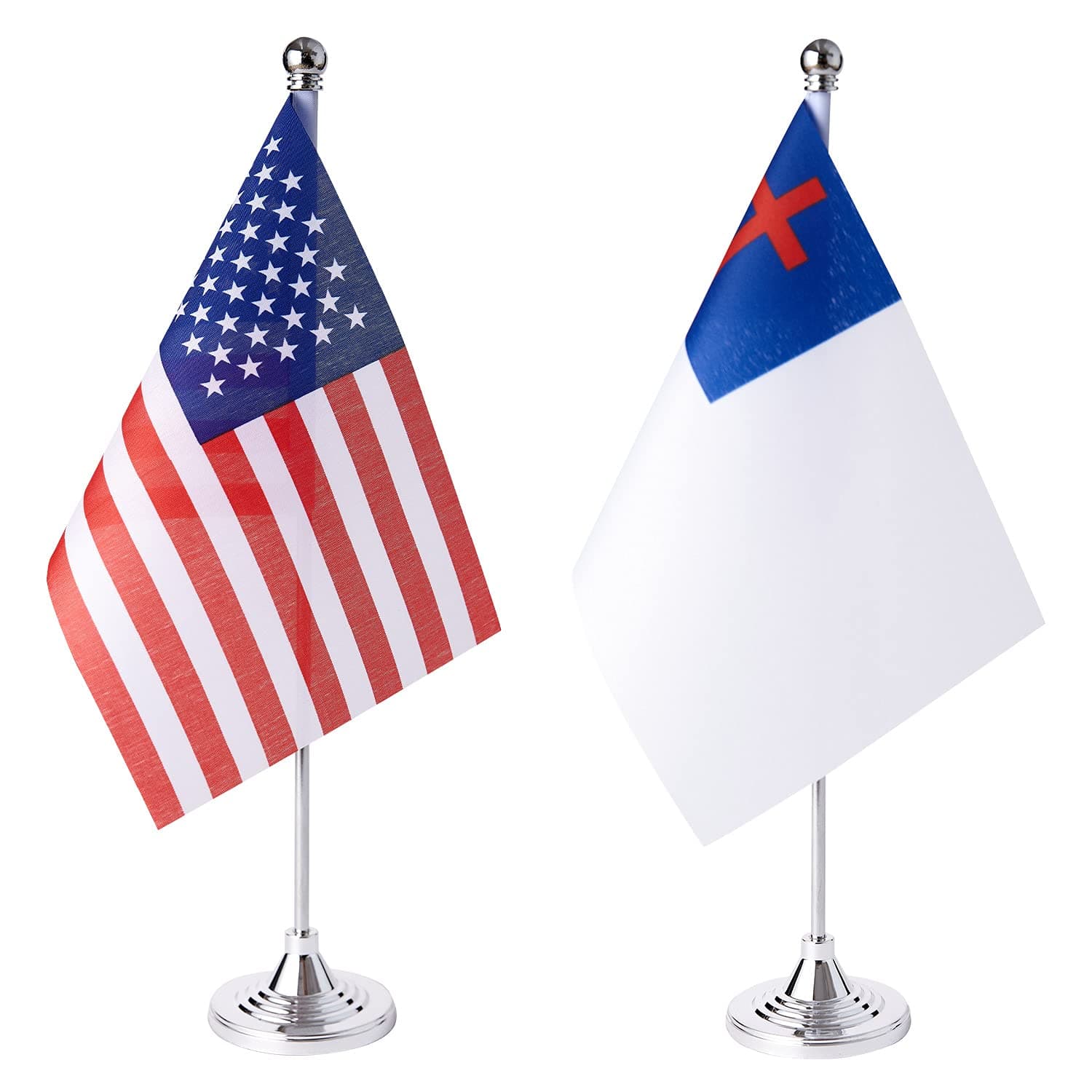 ZXvZYT 2 Pack American US Christian flag USA Christians table flag,Small Mini United States Religion and Belief Desk Flags With Stand Base,for Christian Party Events Celebration Decorations Supplies