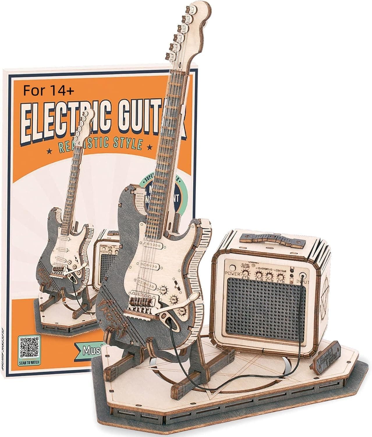 3D Wooden Puzzle Electric Guitar Wooden Model Kits for Adults to Build, Musical Instruments Model Building Kit, DIY Crafts Kit, Birthday Gift