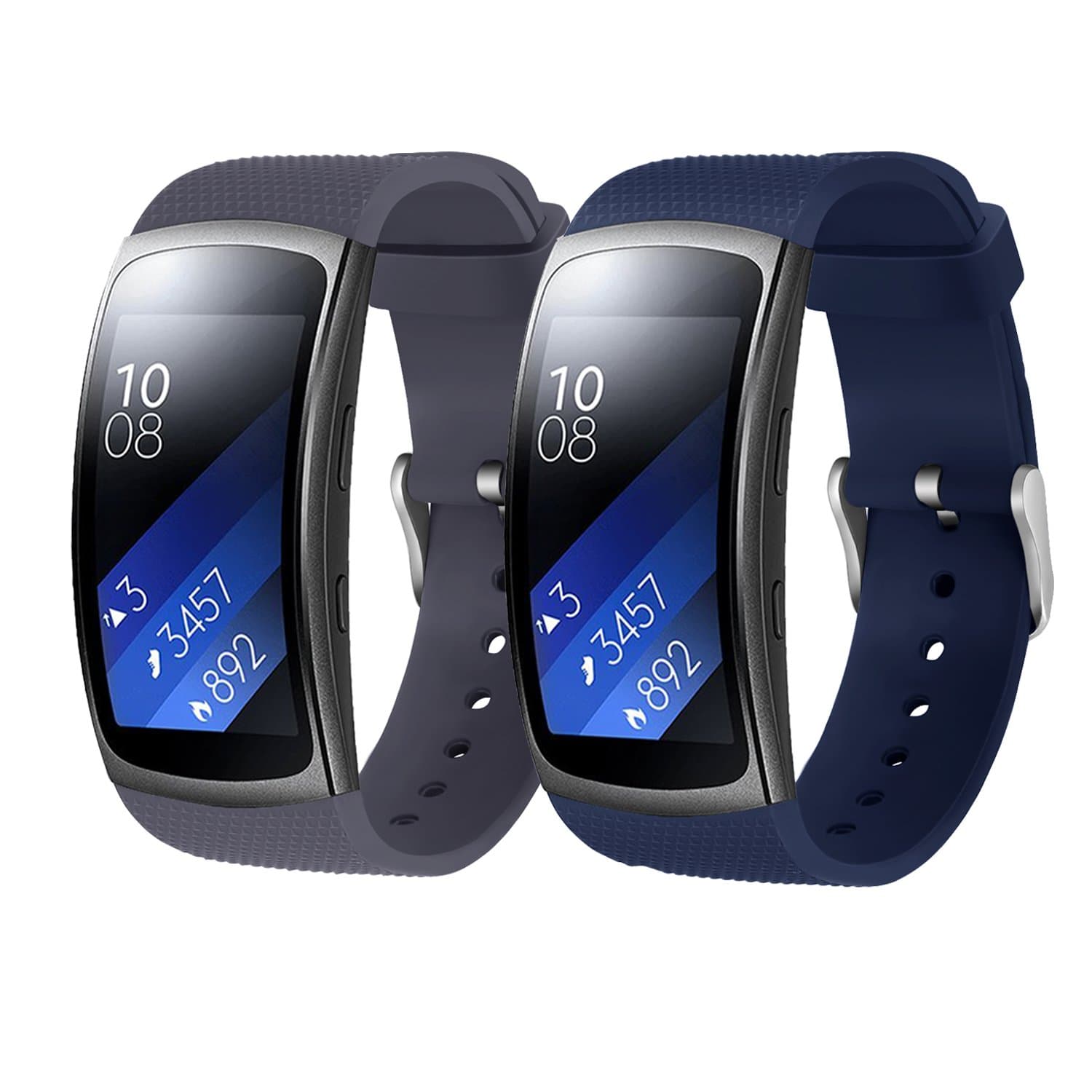 Bands for Samsung Gear Fit 2 Band/Gear Fit 2 Pro[2-Pack: Gray+Blue], Rukoy Replacement Straps Accessories for Samsung Gear Fit2 Pro SM-R365/ Gear Fit2 SM-R360 Smartwatch (5.9"-7.5")