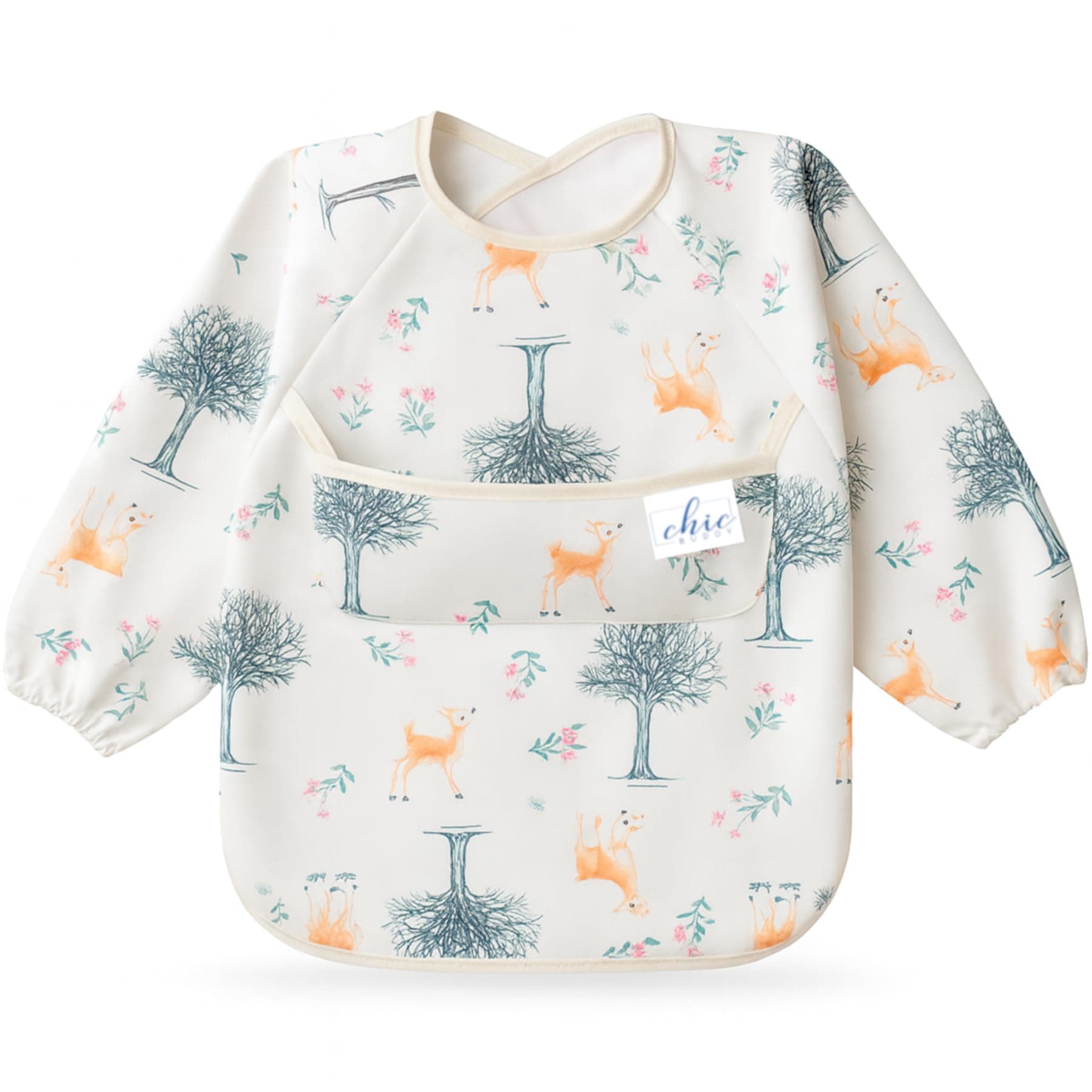 Chic Buddy Full Sleeves Bibs for Babies 6 – 24 Months – Waterproof Baby Apron Feeding Dress for 1 to 2 Year Old Kids, Easy Clean, Lightweight Material (unisex),jungle reflection print