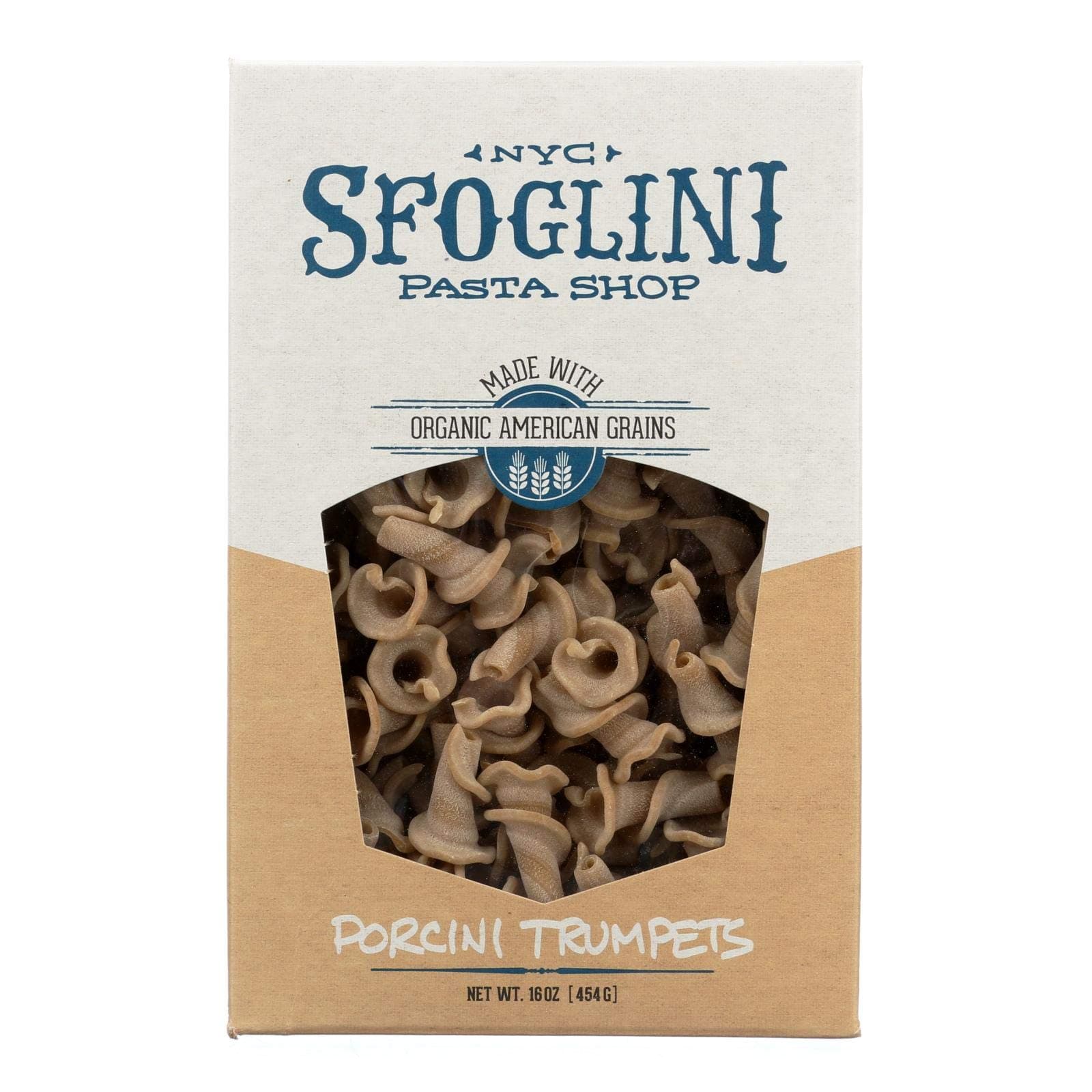 Sfoglini—Porcini Trumpets—Made with Traditional Techniques & Wholesome Organic Grain with an Earthy Mushroom Flavor—6- 16oz Box