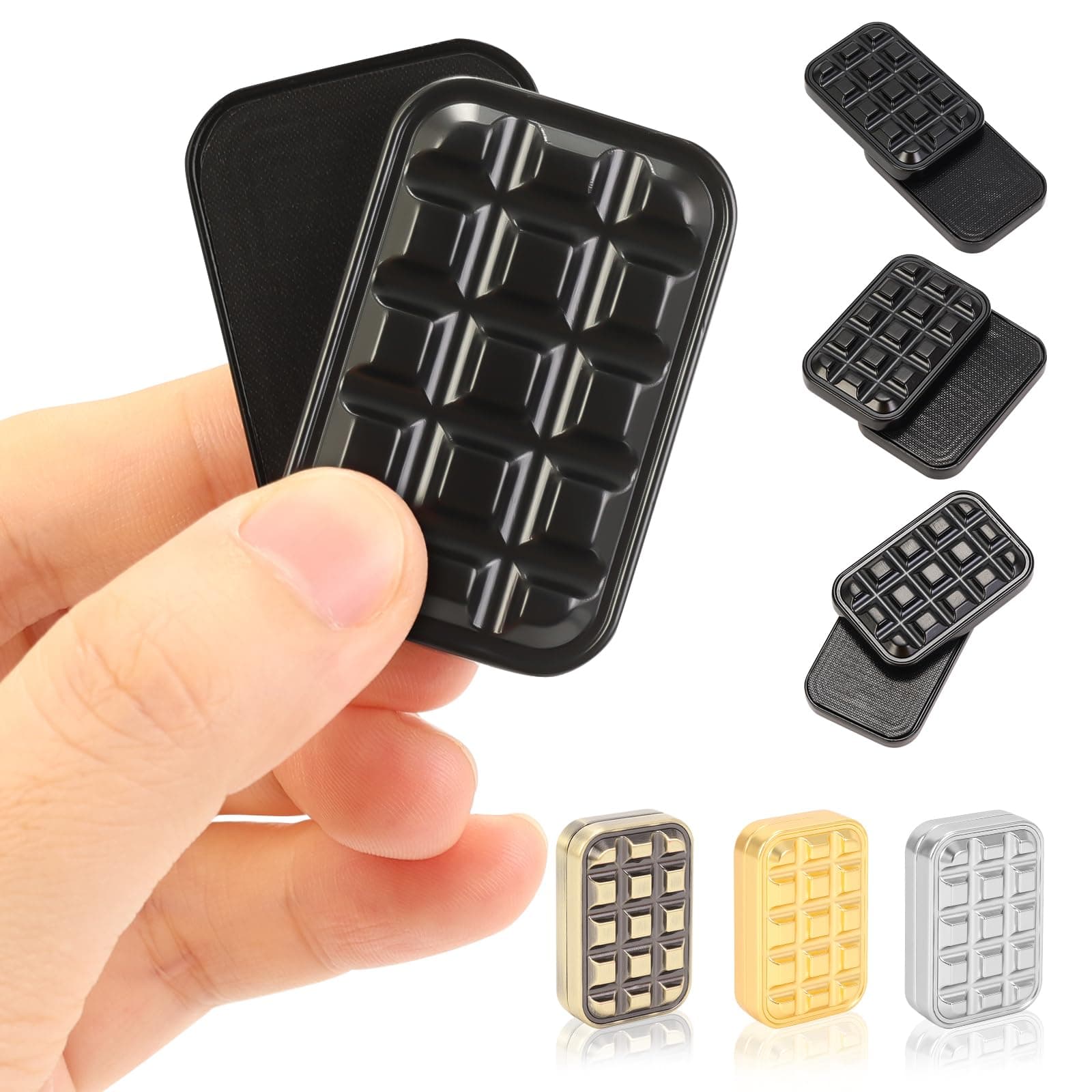 Fidget Slider for Adults - Brick Slider Metal Fidget Toys, Anxiety/ADHD/Annoy Relieving EDC Metal Fidget, Stress Reducing Toy - Gift for Adults (Black)