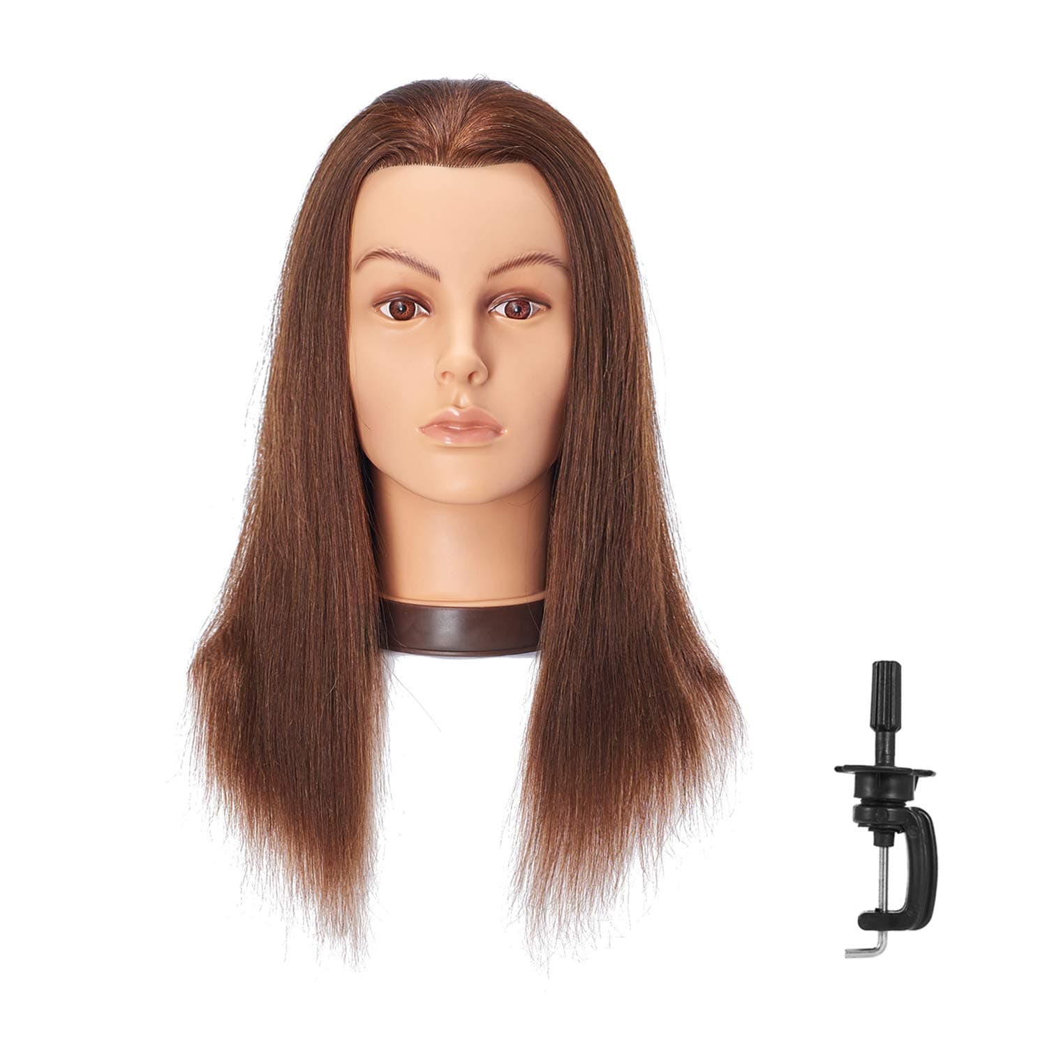 20-22'' Mannequin Head With Human Hair Styling Training Head Dolls for Cosmetology Manikin Maniquins Practice Head with Stand (9926LB0414H)