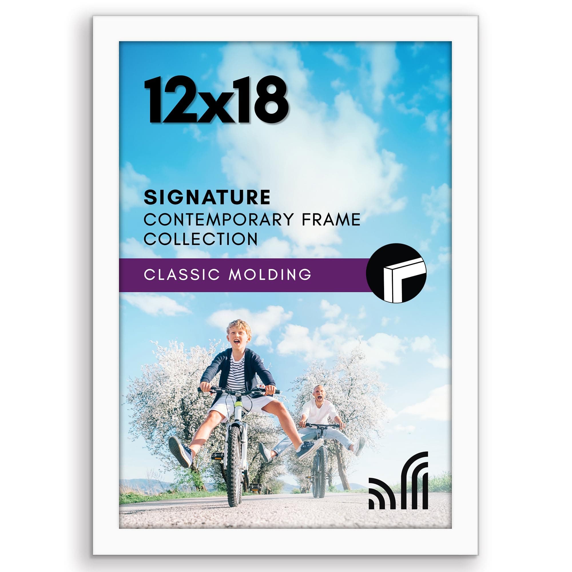 Americanflat 12x18 Poster Frame with Shatter-Resistant Glass - Signature Collection - Gallery-Style Frames Made of Engineered Wood - Photo Frame for Wall Display - White